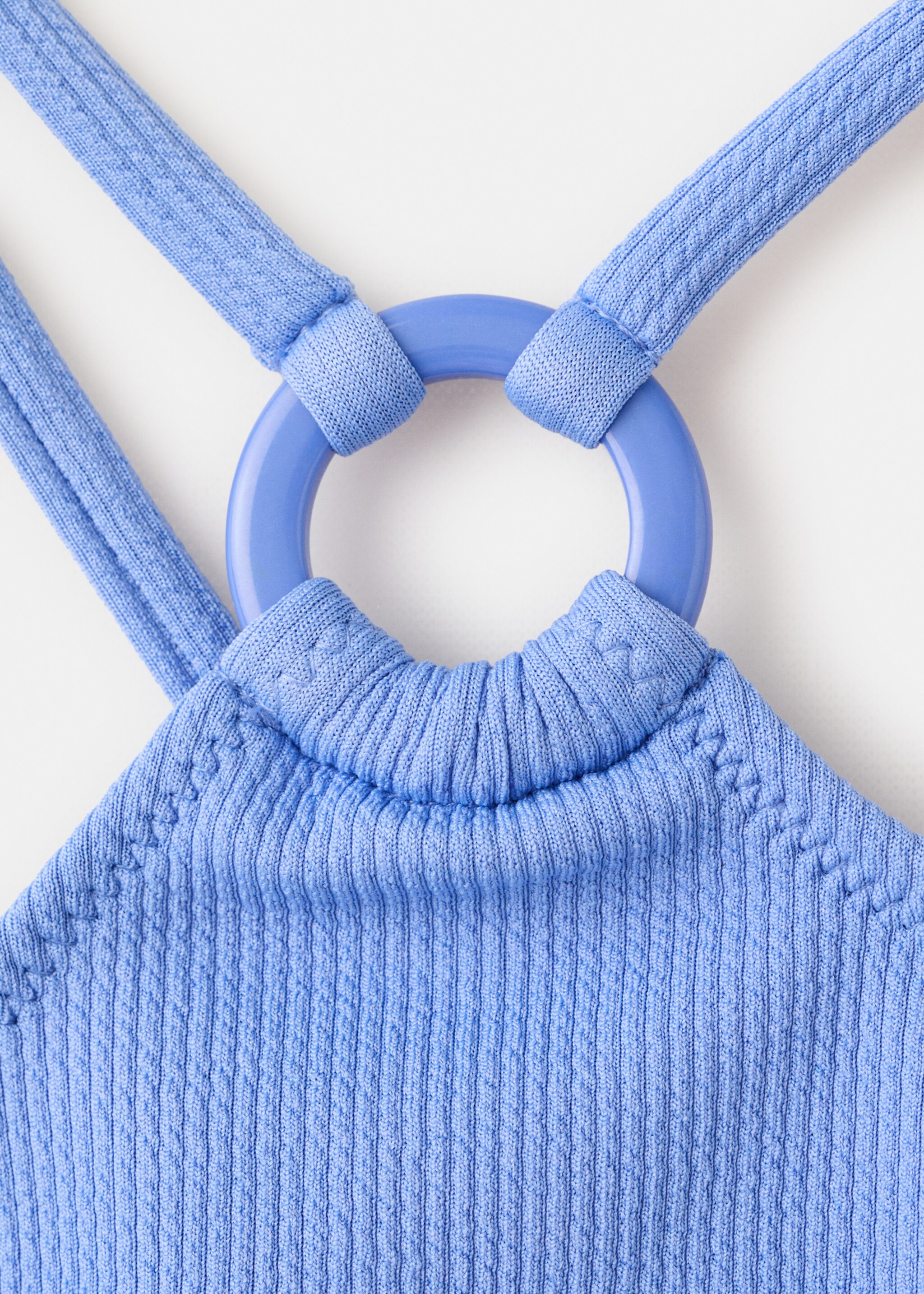 Asymmetrical ring bikini - Details of the article 8, Blue. Ref: 27057893-00.