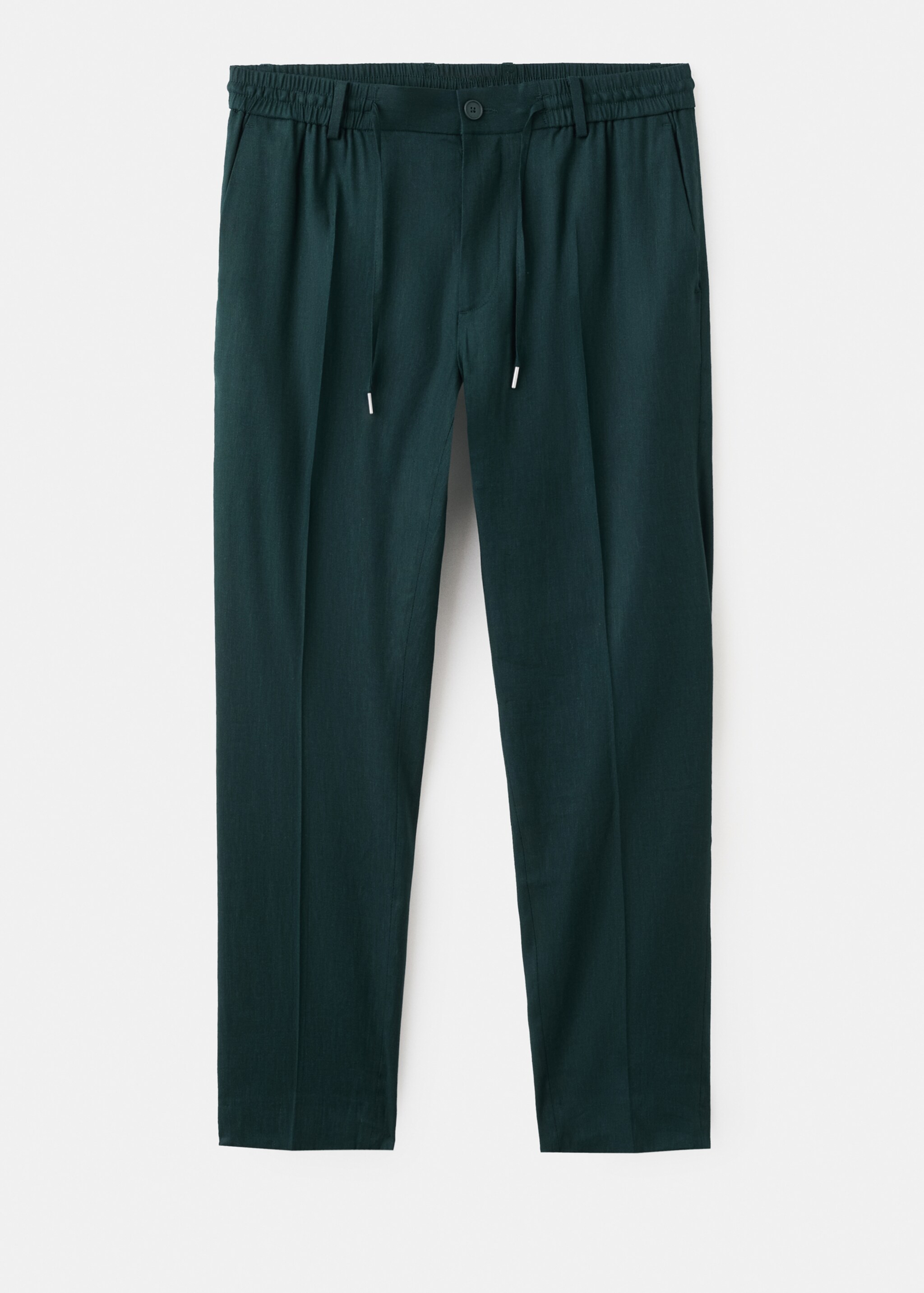 Pantalón slim fit lino cordón - Artículo sin modelo, Verde oscuro. Ref: 27057895-00.