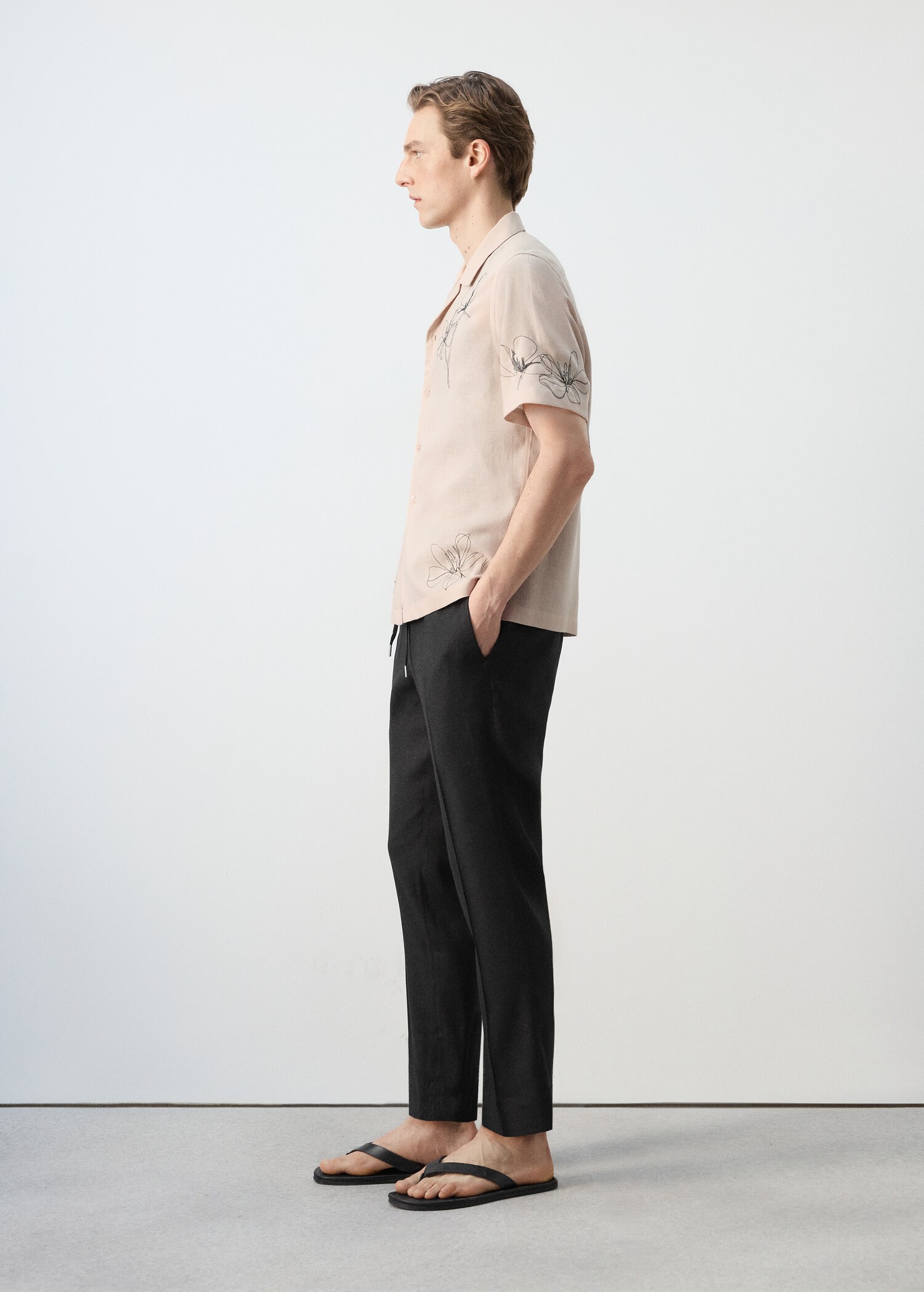 Pantalón slim fit lino cordón - Detalle del artículo 2