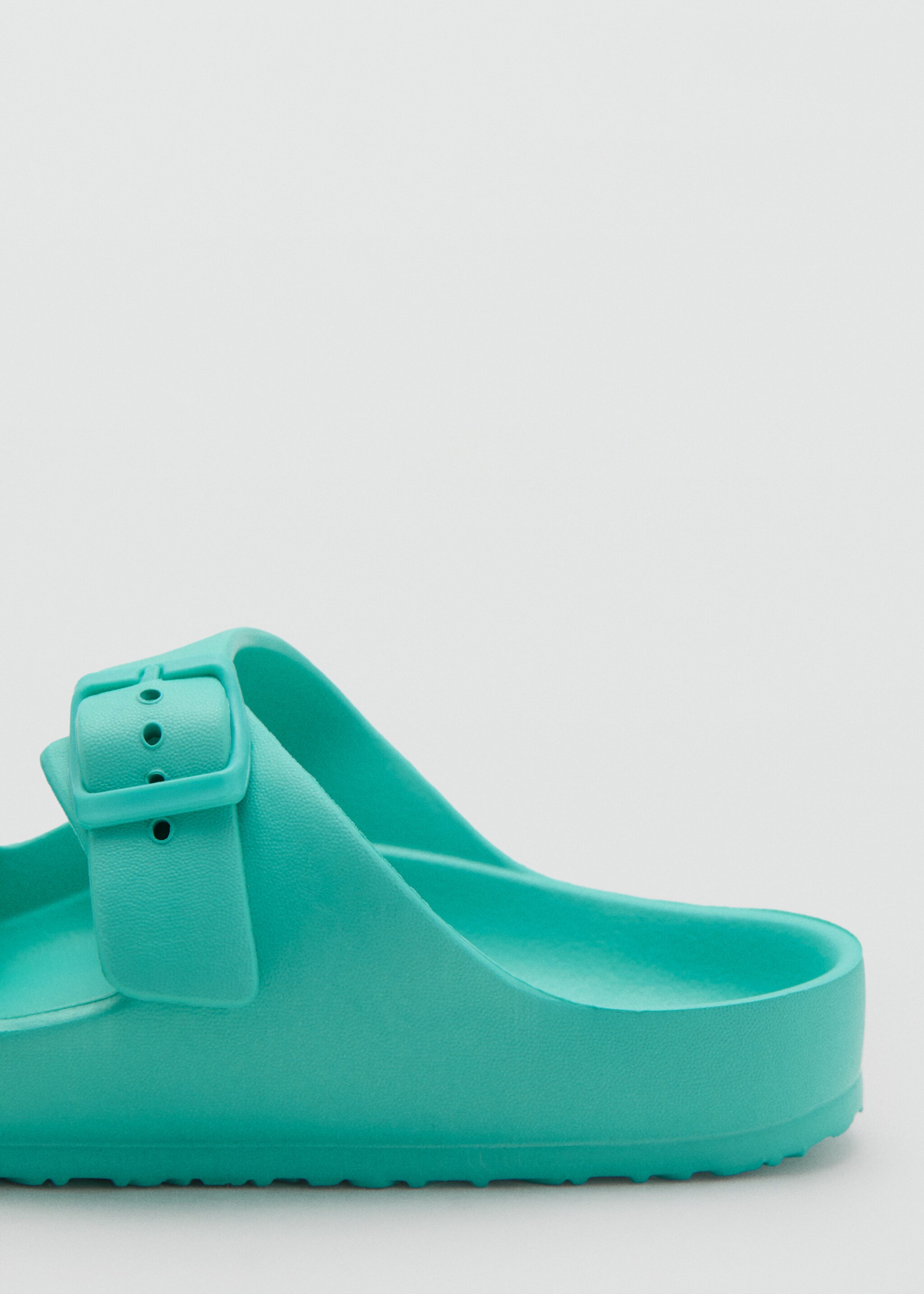 Rubberised buckle sandals - Details of the article 1, Turquoise. Ref: 27057902-00.