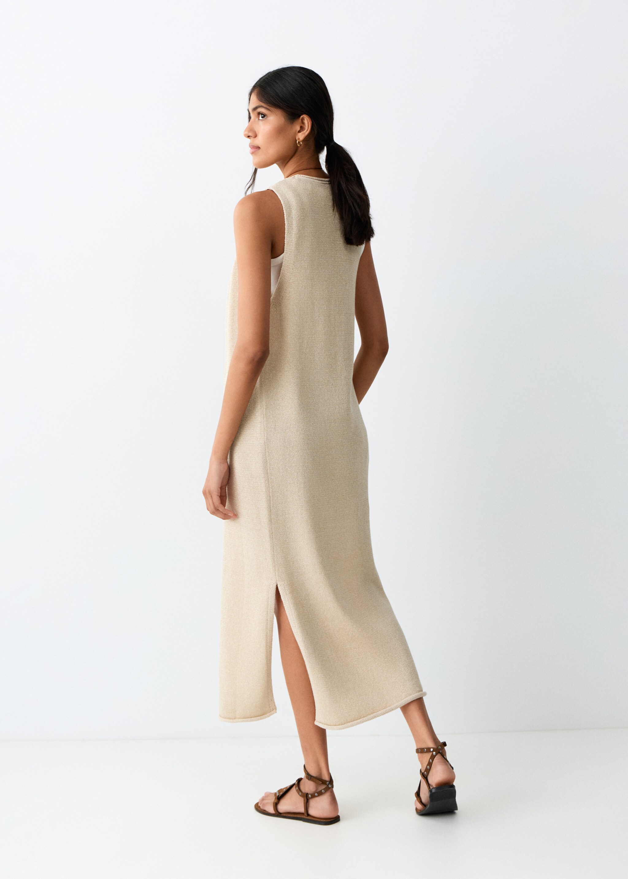 Knit long cardigan - Reverse of the article, Gold. Ref: 27057908-00.