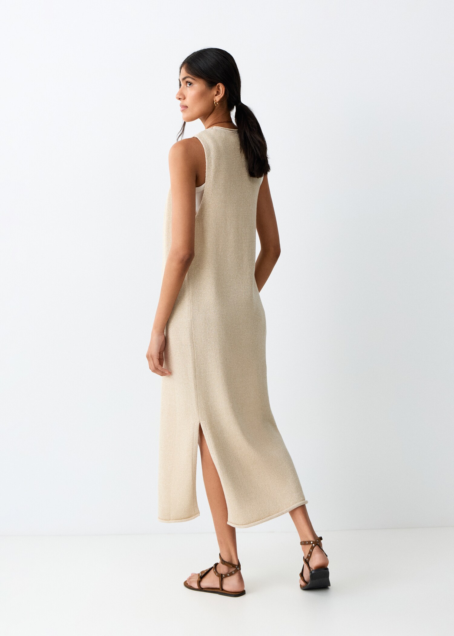 Knit long cardigan - Reverse of the article