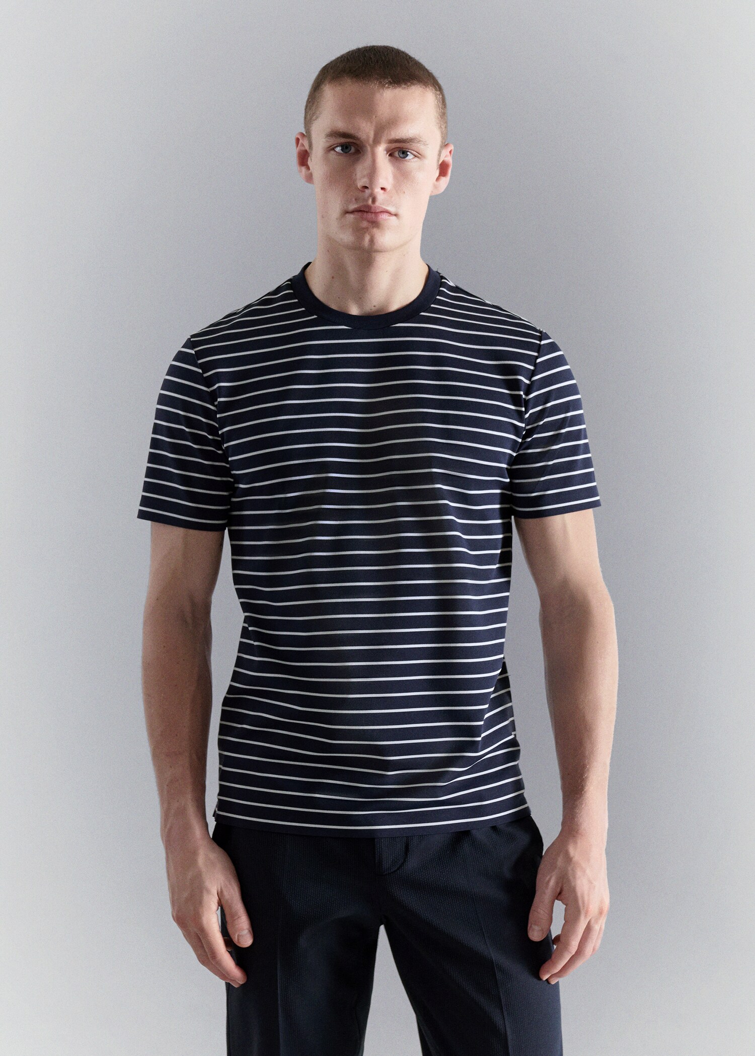 Slim fit striped COOLMAX® T-shirt - Medium plane