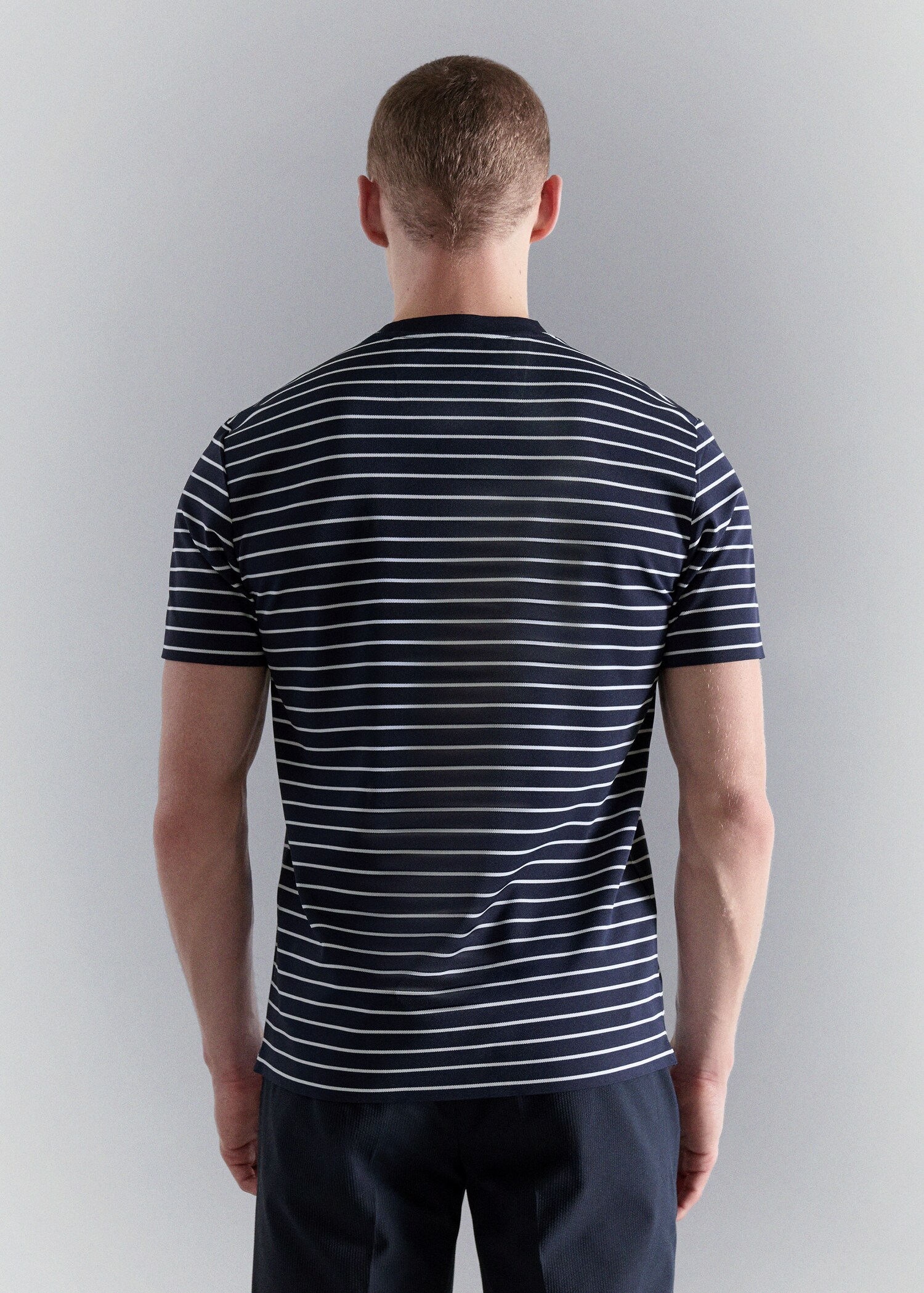 Slim fit striped COOLMAX® T-shirt - Reverse of the article