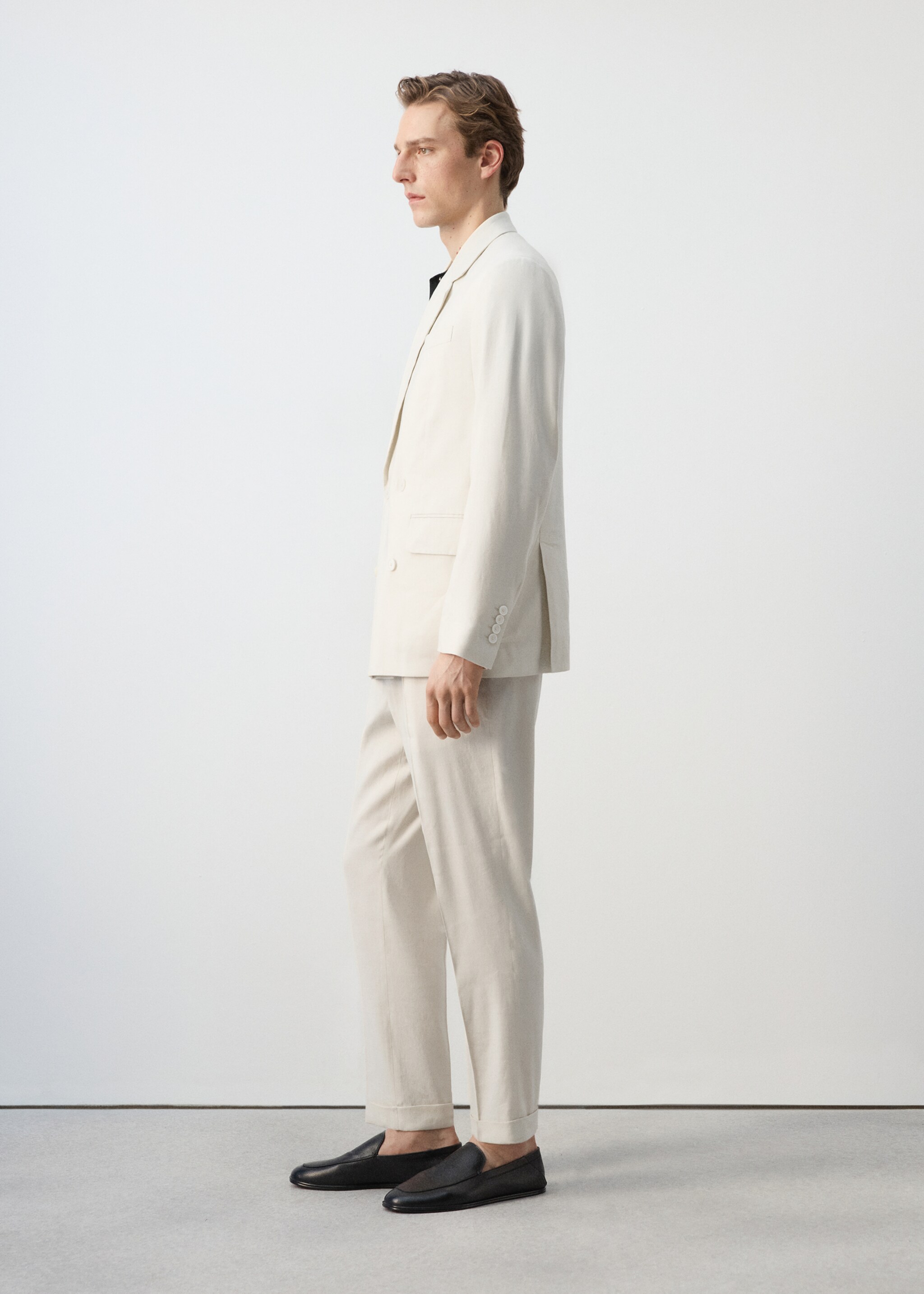 Boston regular-fit suit trousers - Details of the article 2, Ecru. Ref: 27057912-00.