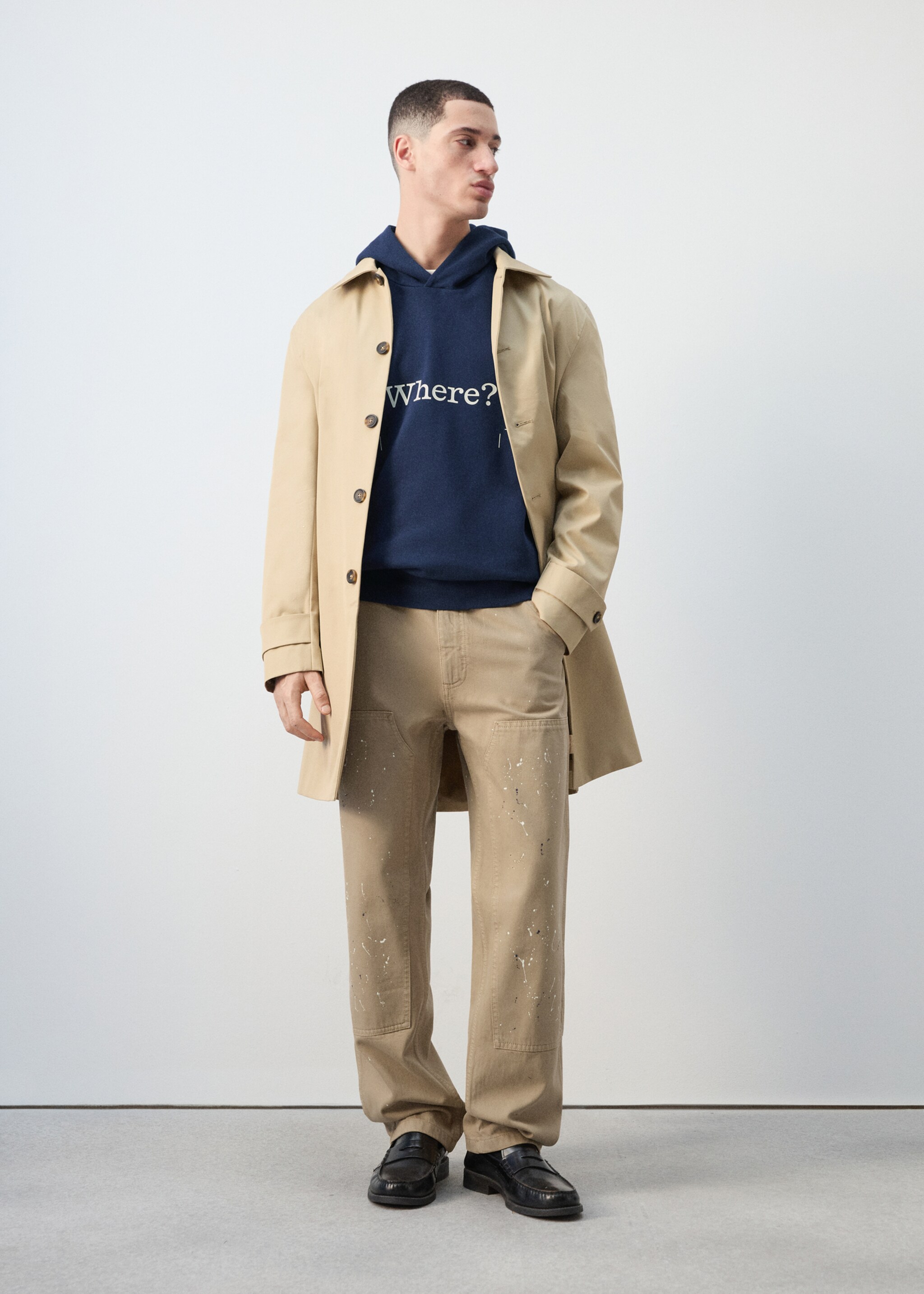 Sweat-shirt capuche 100 % coton texte - Détail de l'article 6, Bleu encre. Ref: 27057915-00.