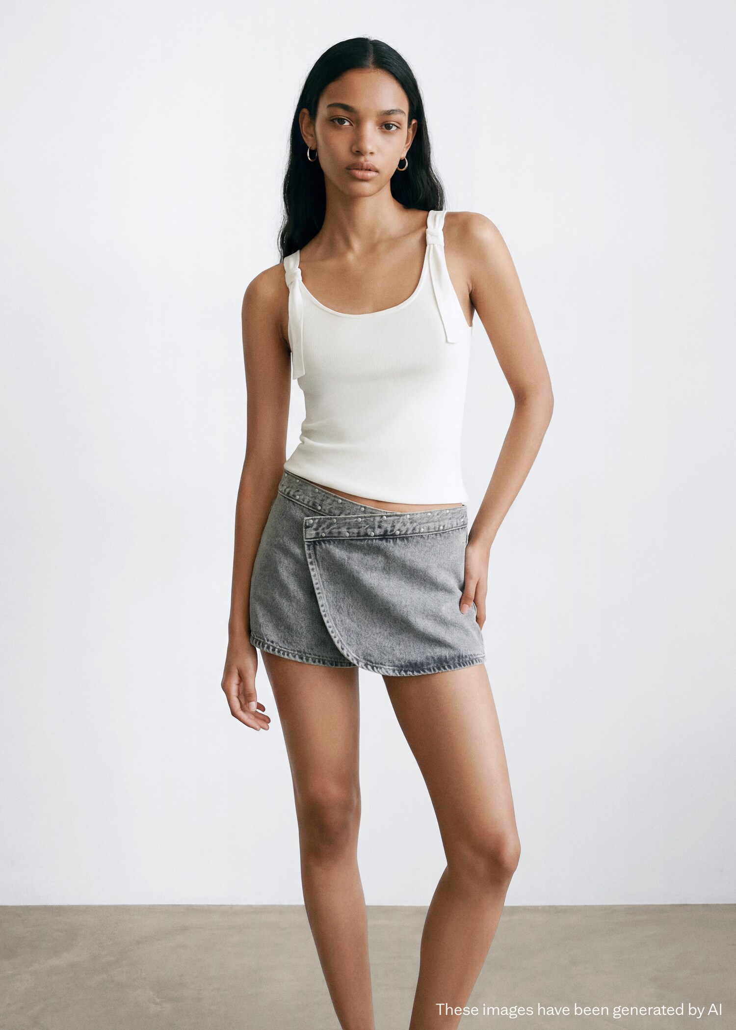 Top cu bretele și noduri - Plan mediu