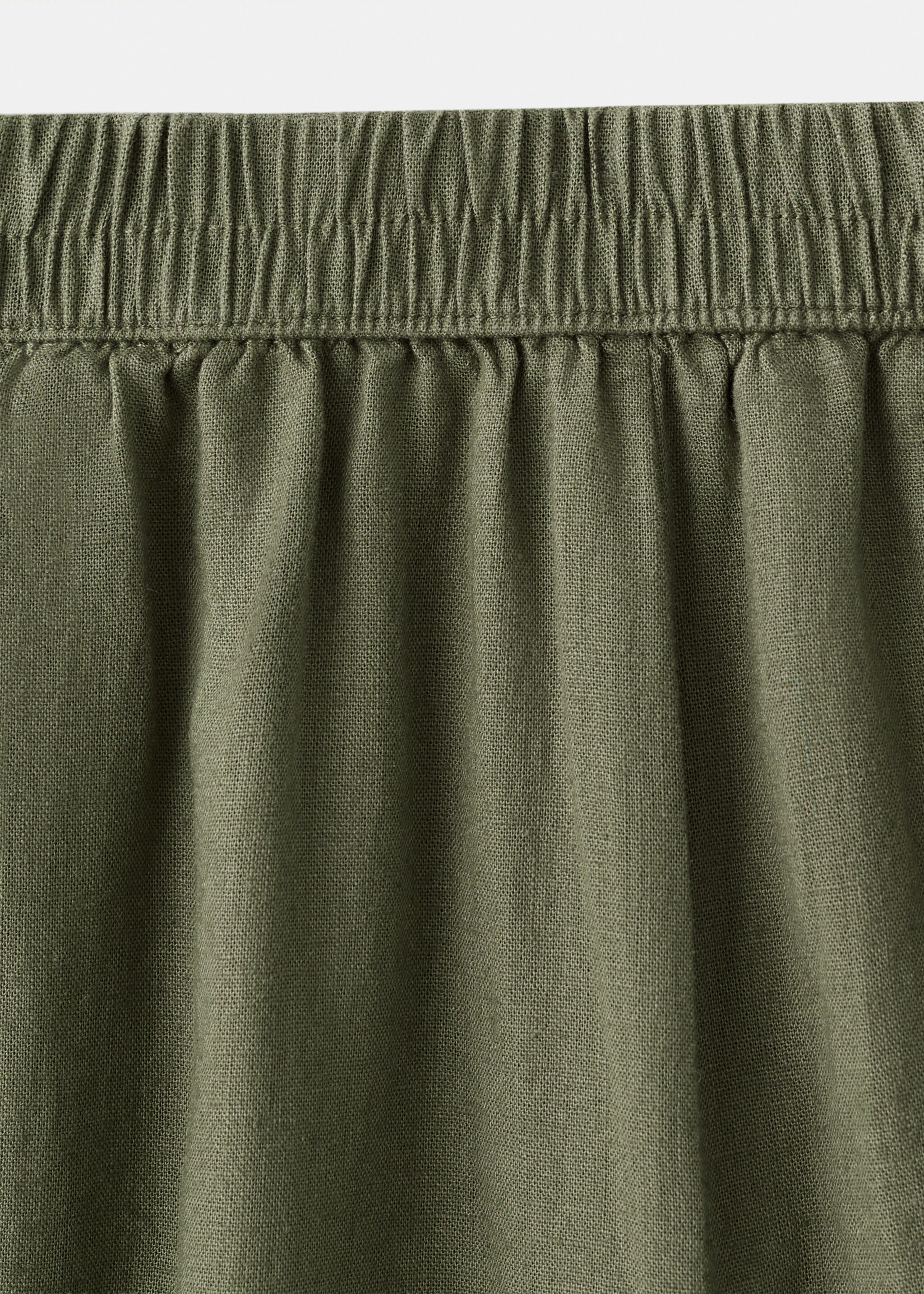 Linen baggy trousers - Details of the article 8, Khaki. Ref: 27057929-00.