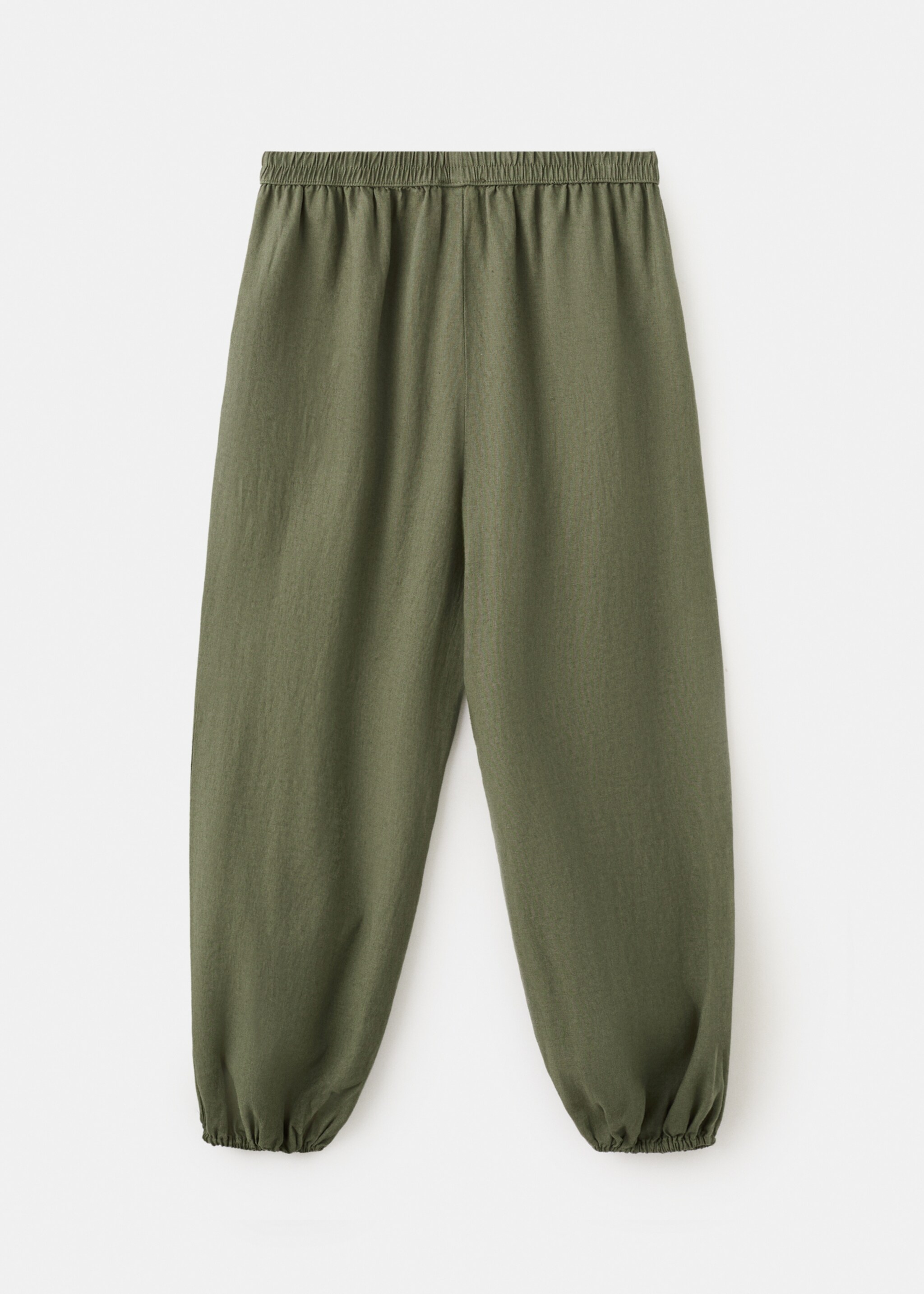 Linen baggy trousers - Reverse of the article, Khaki. Ref: 27057929-00.