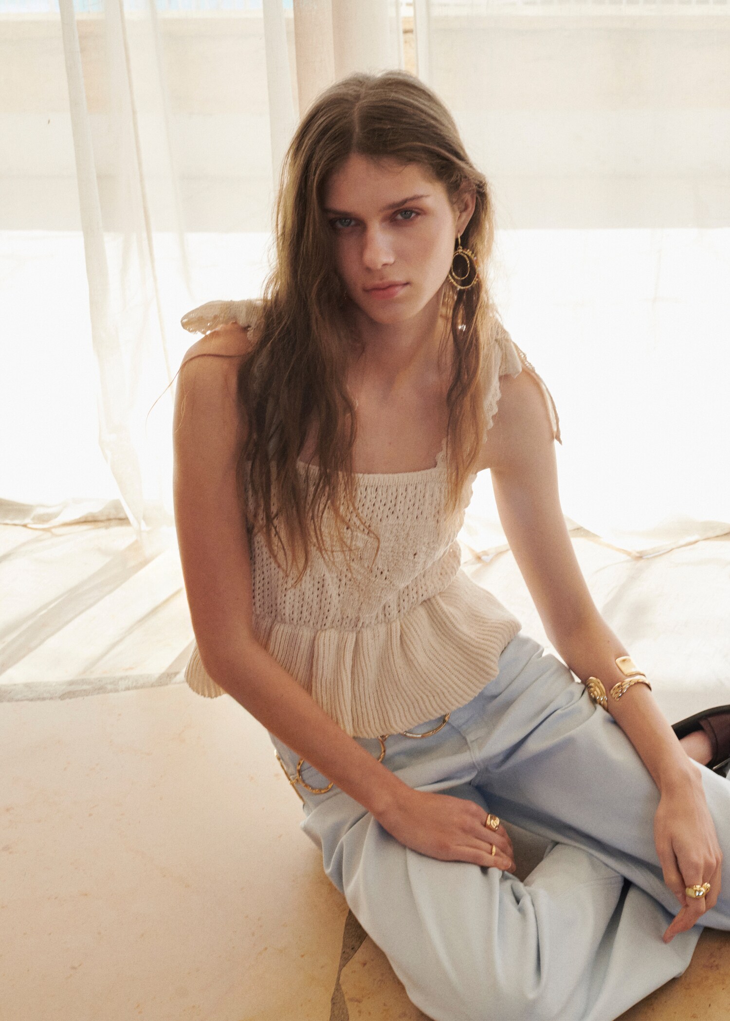 Top maille ajourée nœuds - Plan moyen