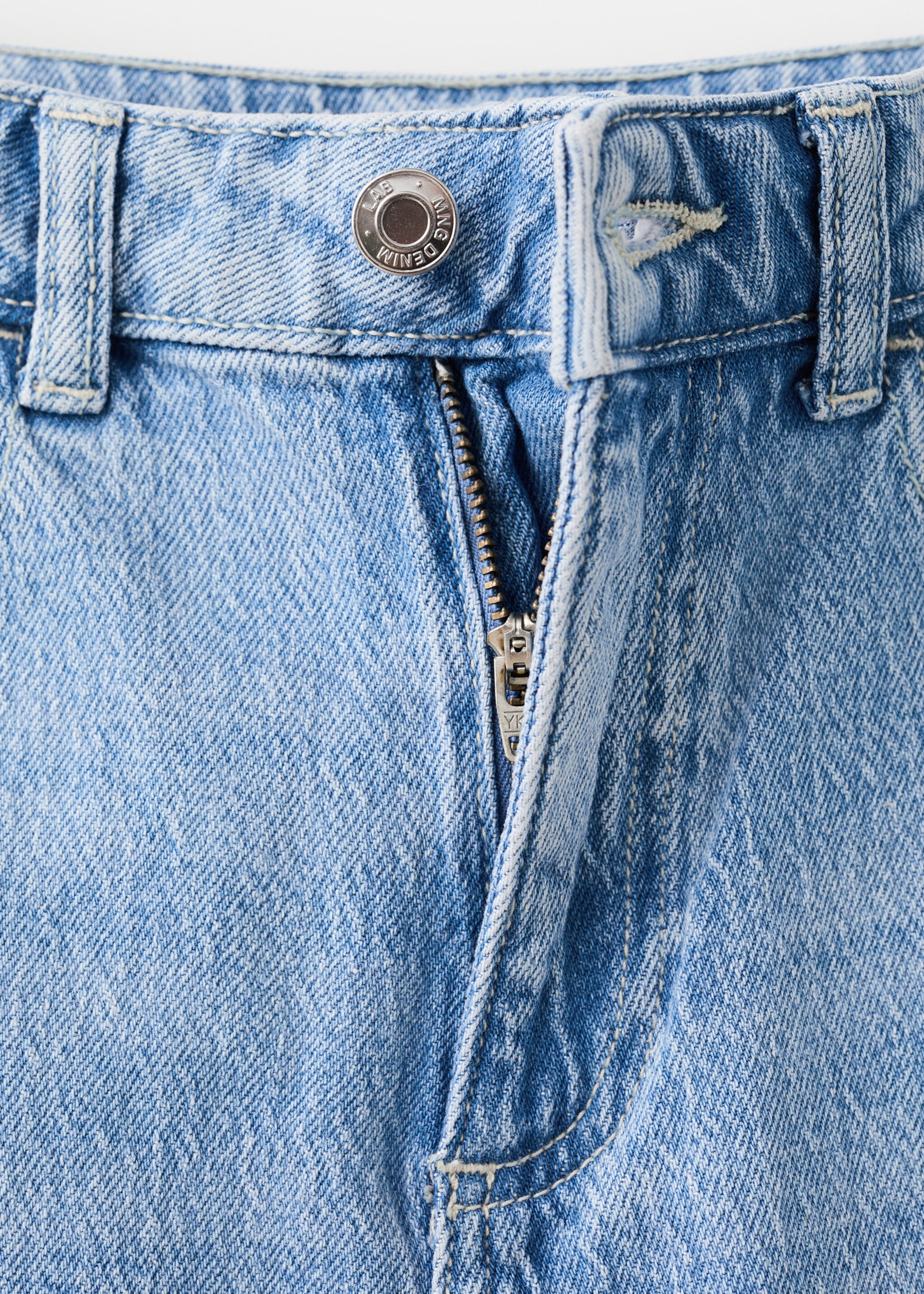 Straight jeans with rhinestone detail - Details of the article 8, Medium Blue. Ref: 27061170-00.