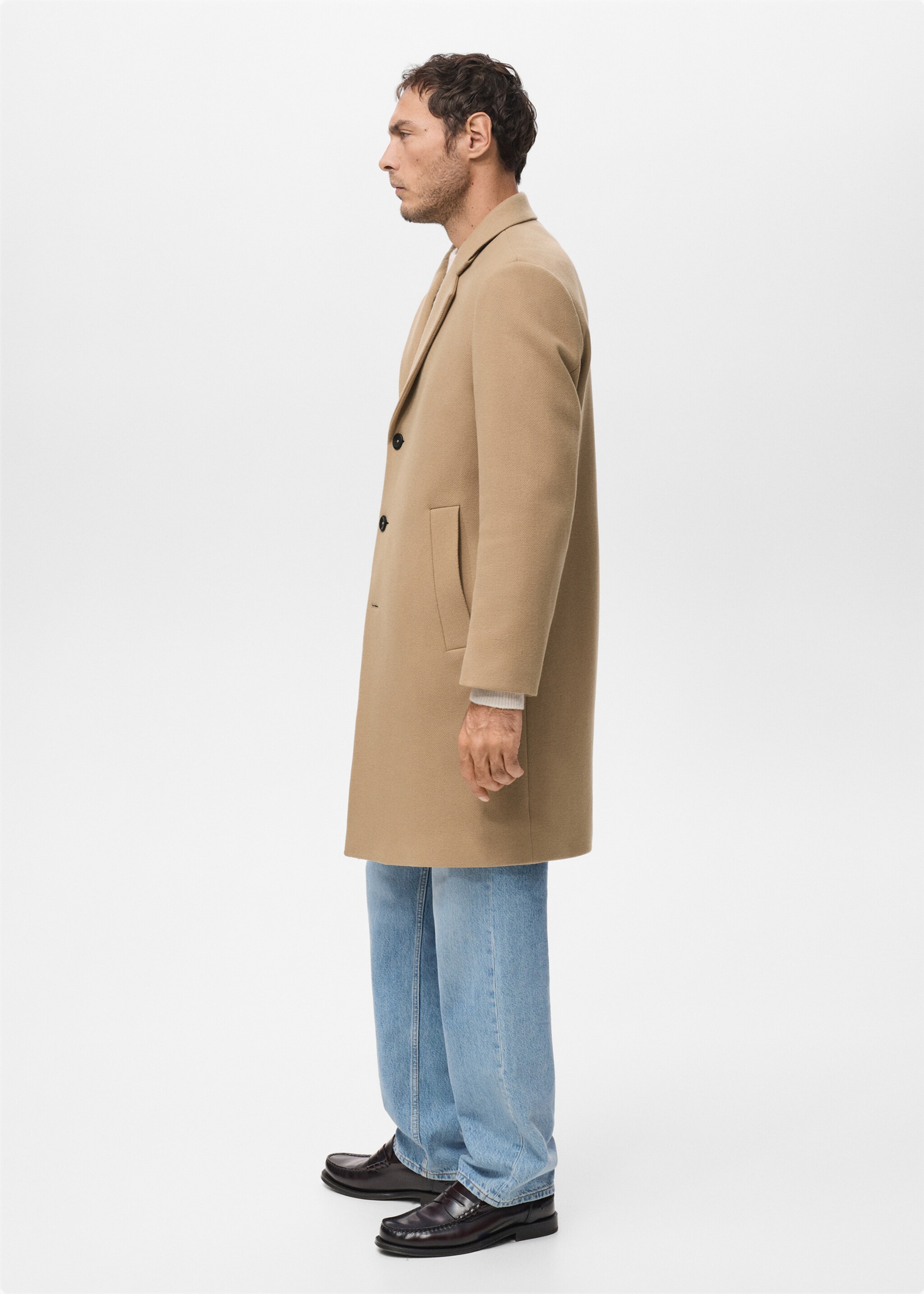 معطف من الصوف من تصميم مانتيكو - تفاصيل المنتج 6, بني متوسط. Ref: 27061172-00.