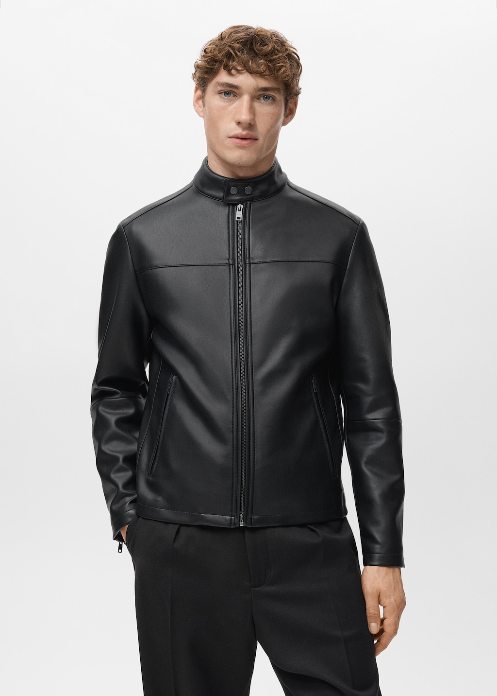 Zip-up faux-leather jacket - Men | MANGO USA