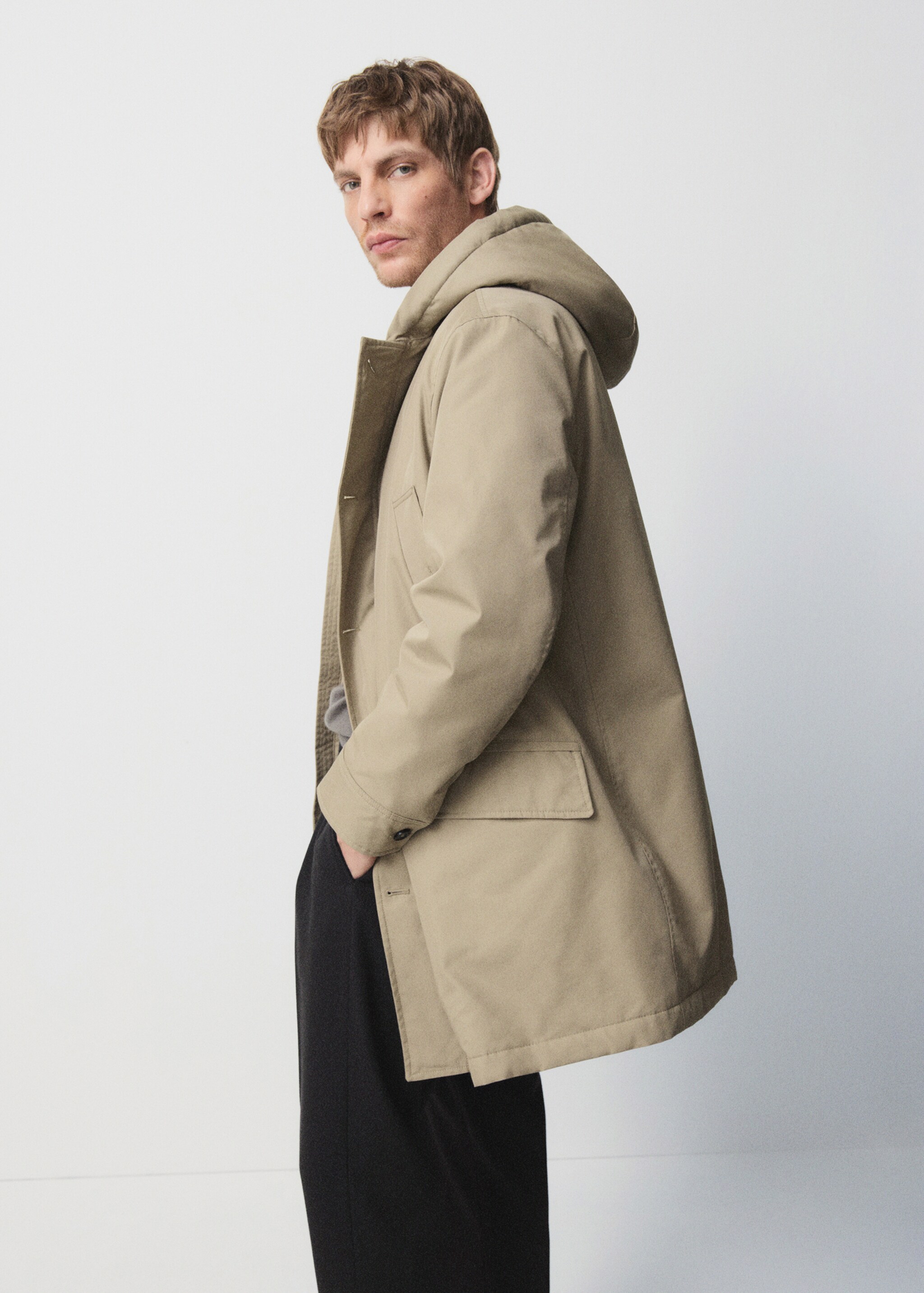 Su itici kapüşonlu kapitone parka - Ürün detayı 3, Orta Kahverengi. Ref: 27061175-00.