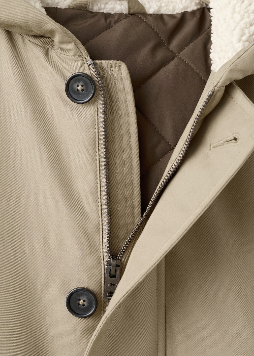 Quilted parka with water-repellent hood