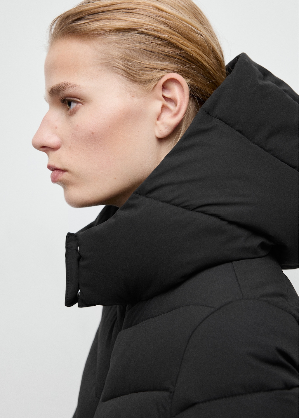 Midi quilted anorak with hood