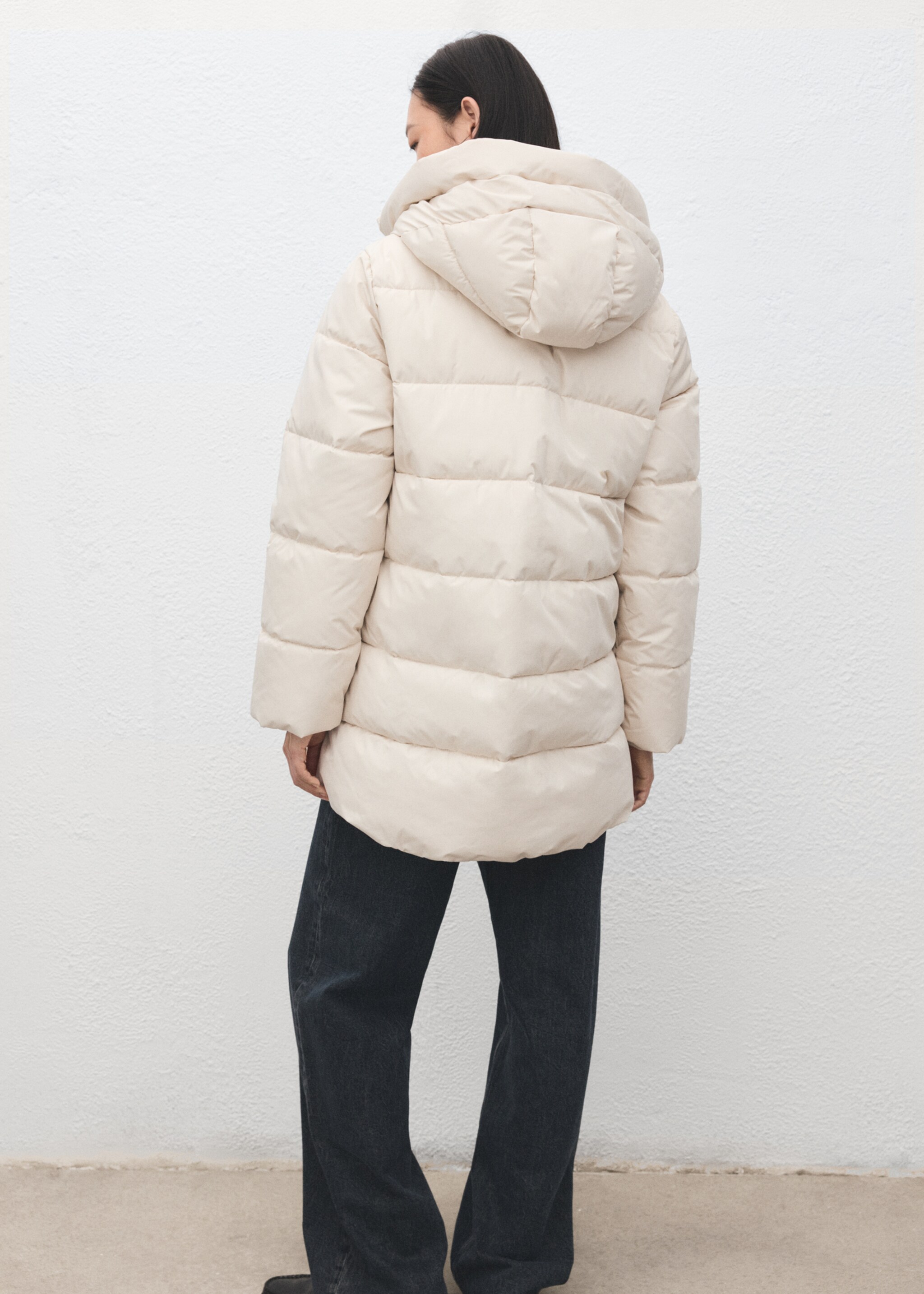 Hood puffer coat - Reverse of the article, Off White. Ref: 27061185-00.