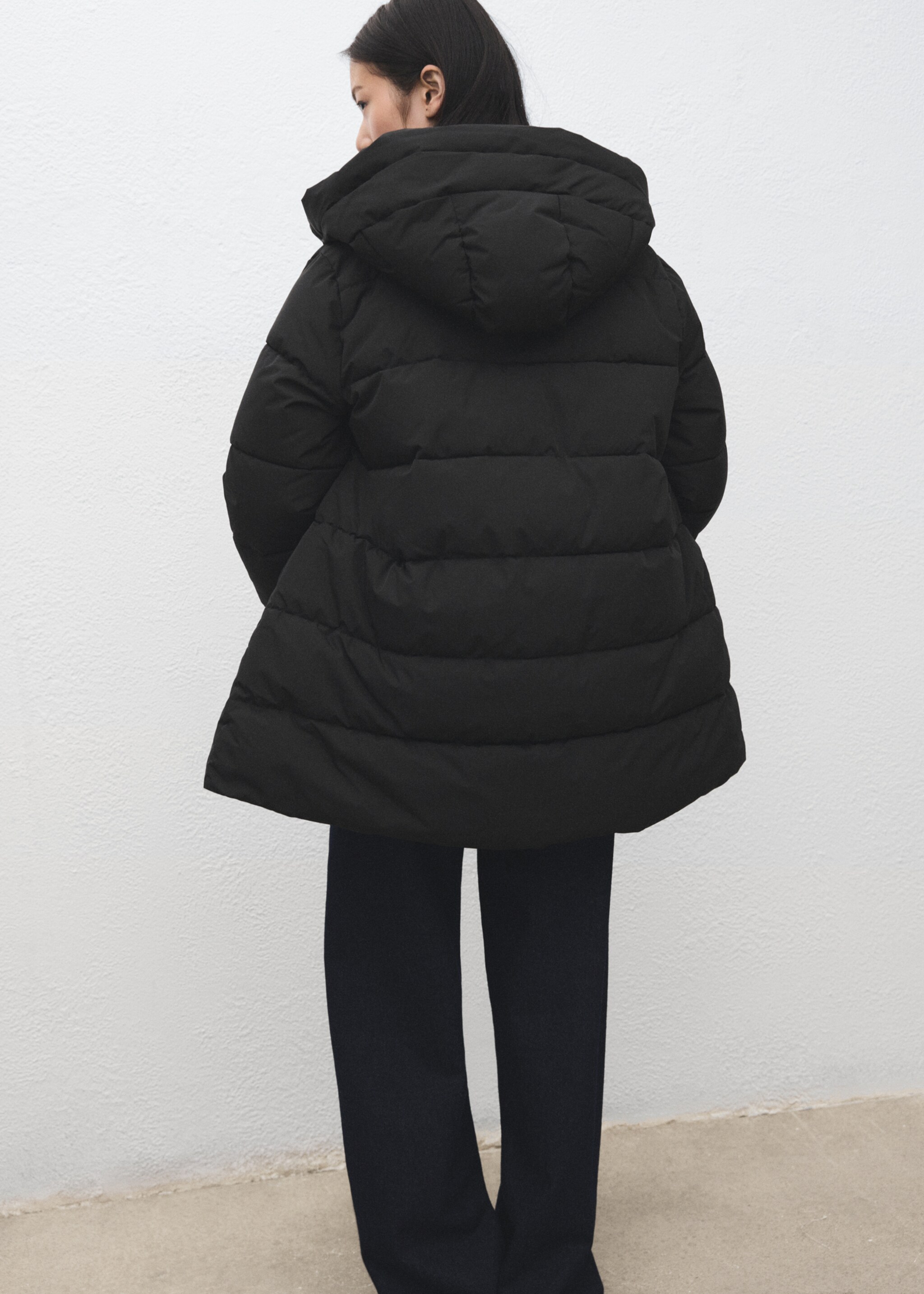 Hood puffer coat - Reverse of the article, Black. Ref: 27061185-00.