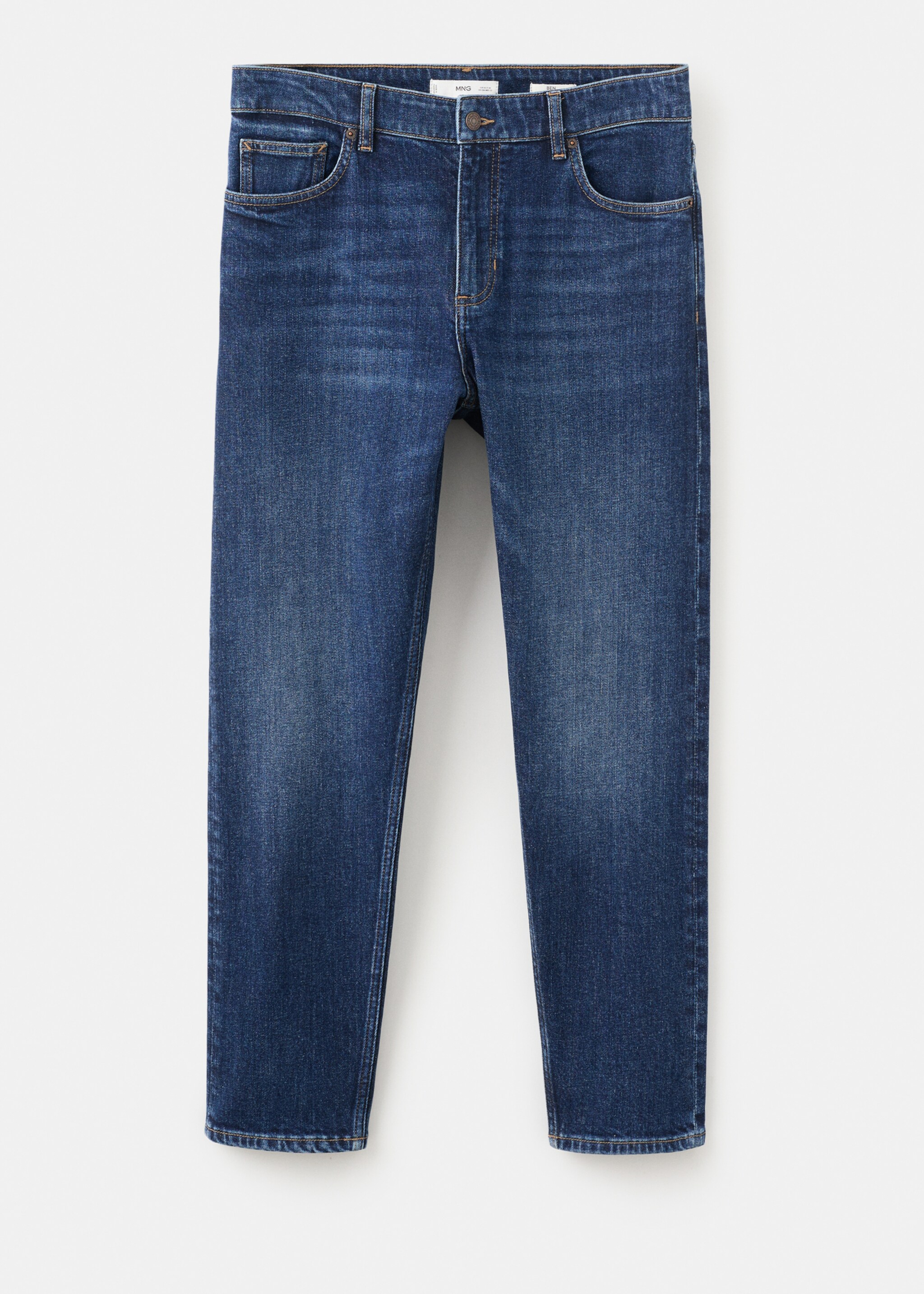 벤 크롭 테이퍼드핏 진 - 모델 없는 상품, 다크 블루. Ref: 27061190-00.