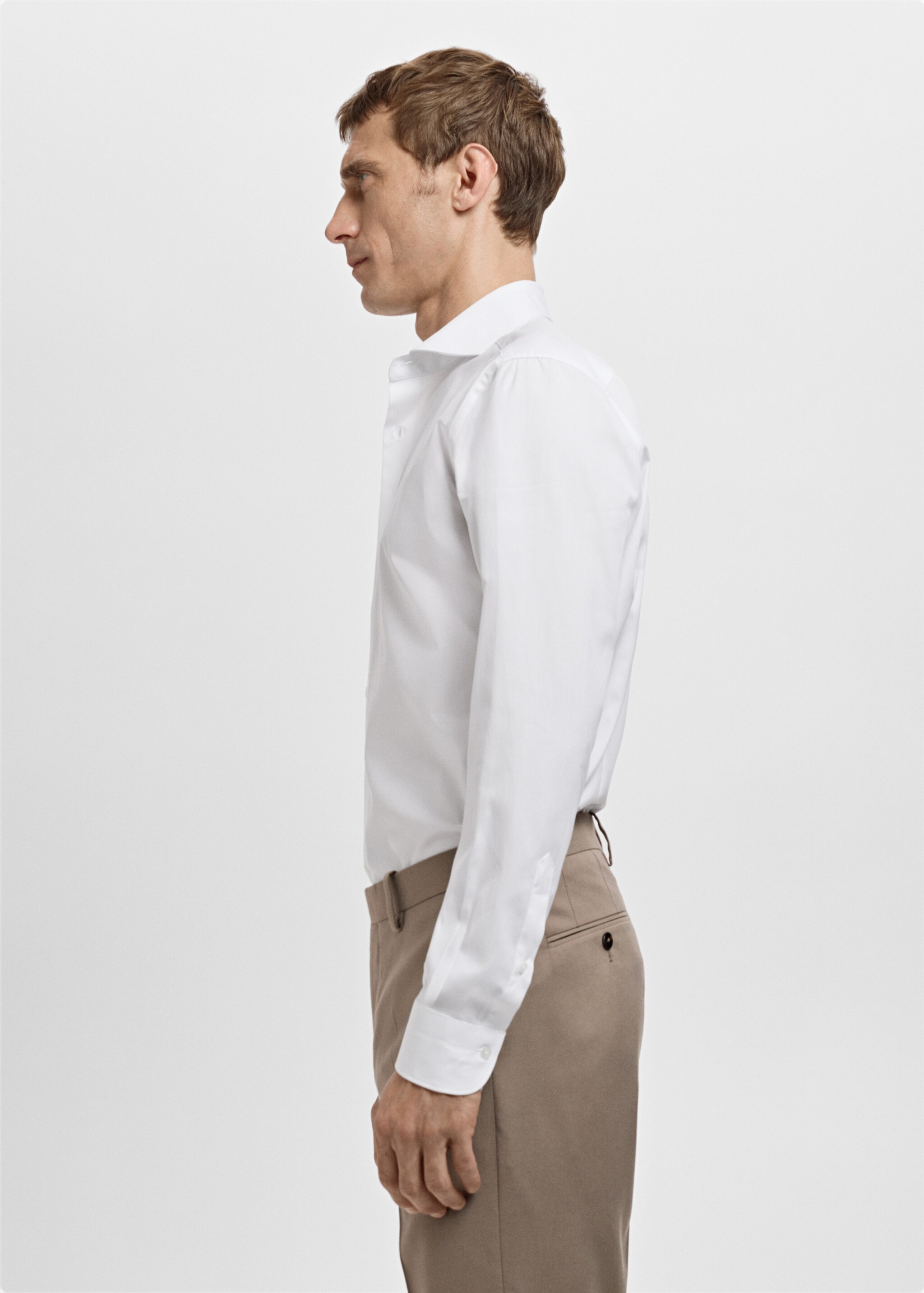 Slim-fit cotton poplin suit shirt - Details of the article 2, White. Ref: 27061192-00.