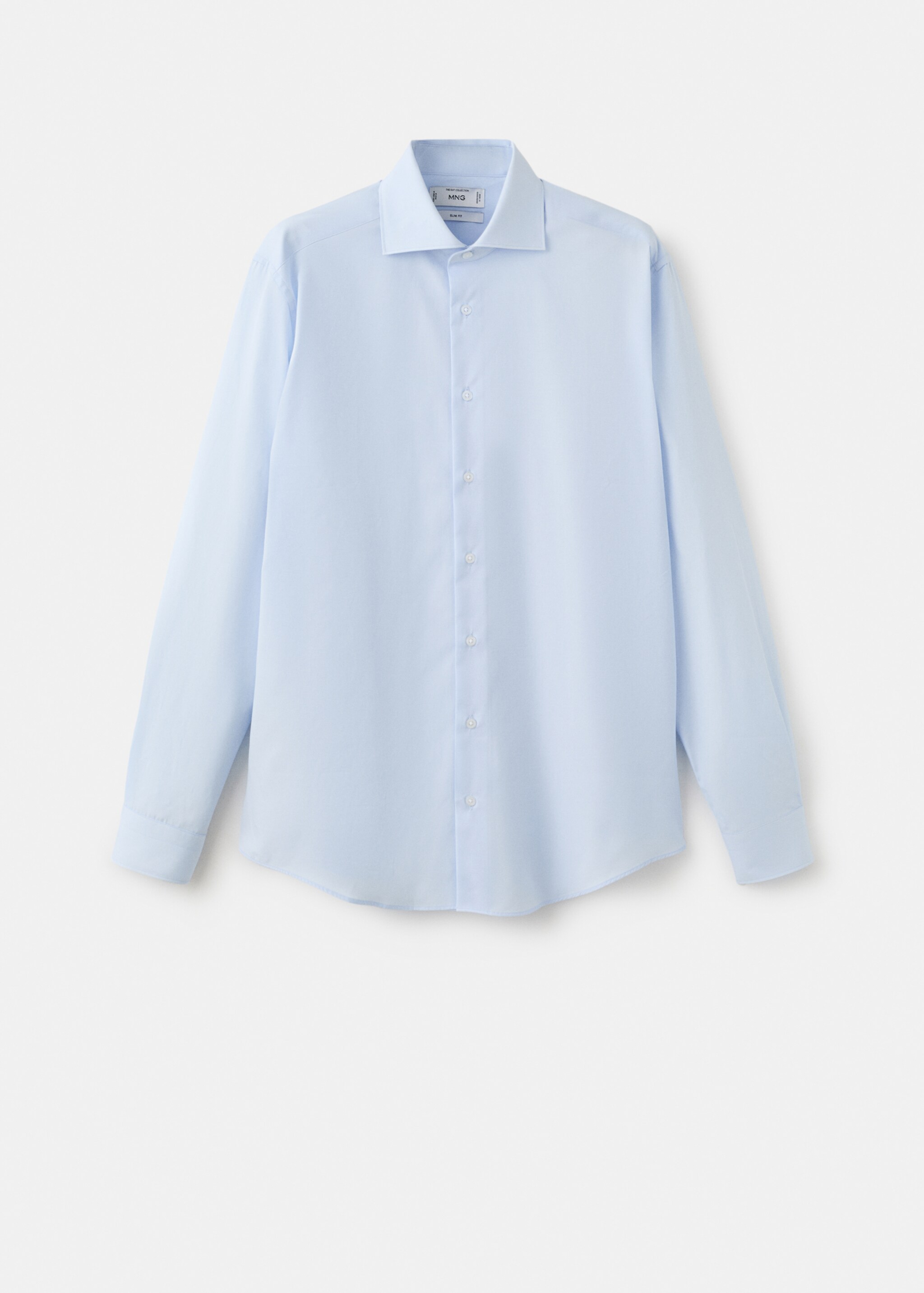 Slim-fit cotton poplin suit shirt - Article without model, Sky Blue. Ref: 27061192-00.