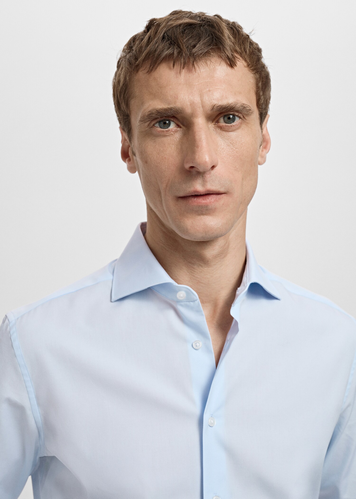 Slim-fit cotton poplin suit shirt - Details of the article 1