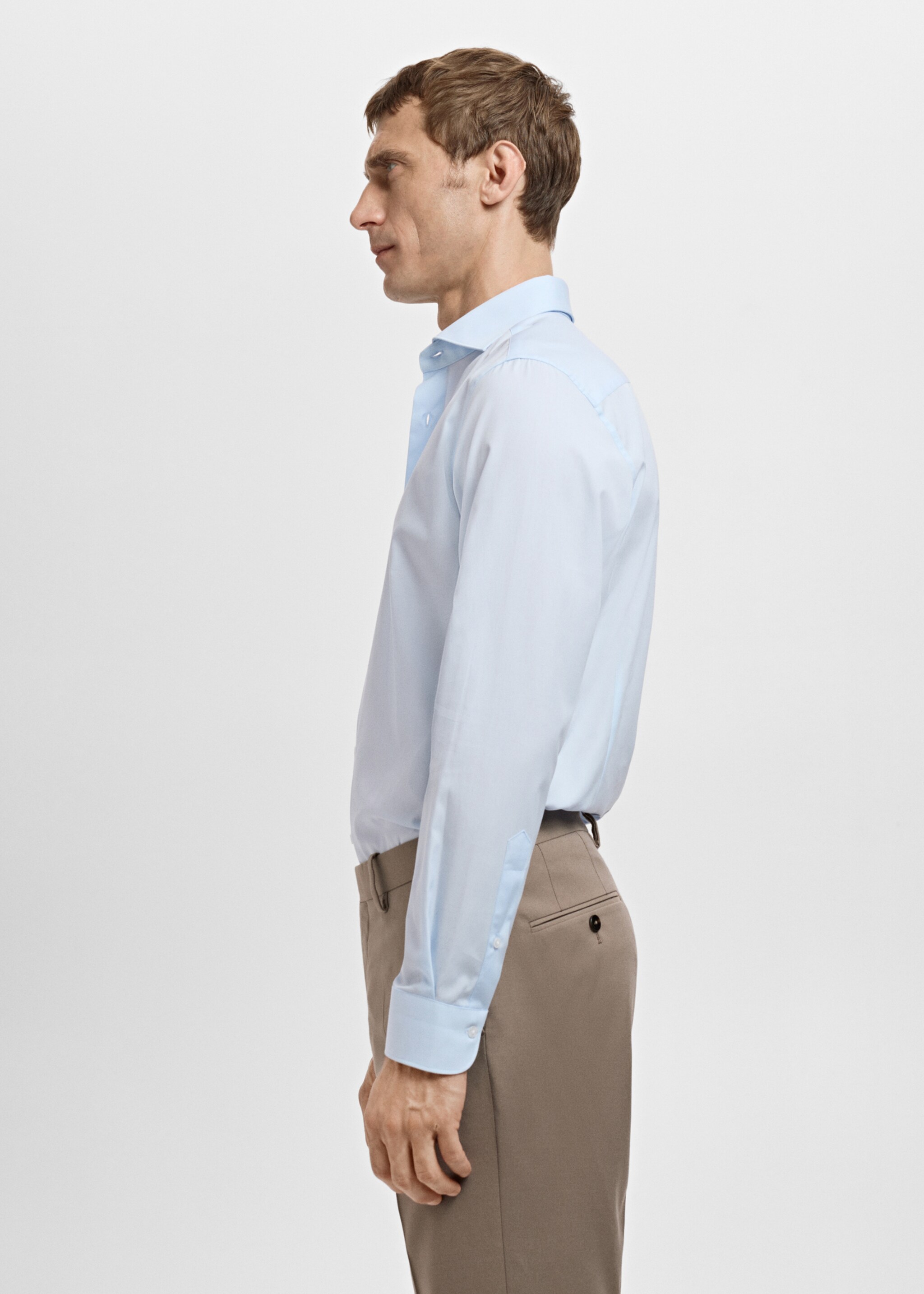 Slim-fit cotton poplin suit shirt - Details of the article 2, Sky Blue. Ref: 27061192-00.