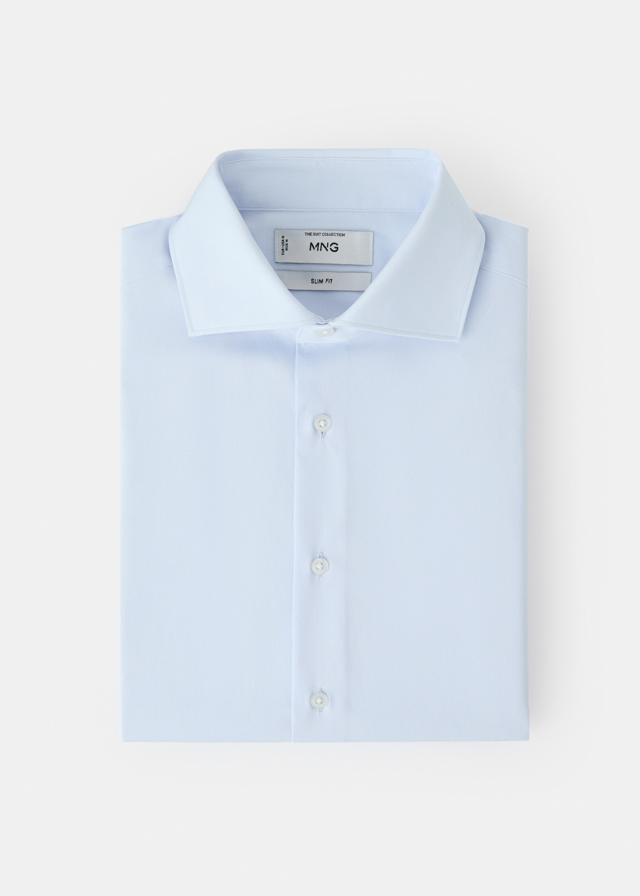 Slim-fit cotton poplin suit shirt - Details of the article 9, Sky Blue. Ref: 27061192-00.