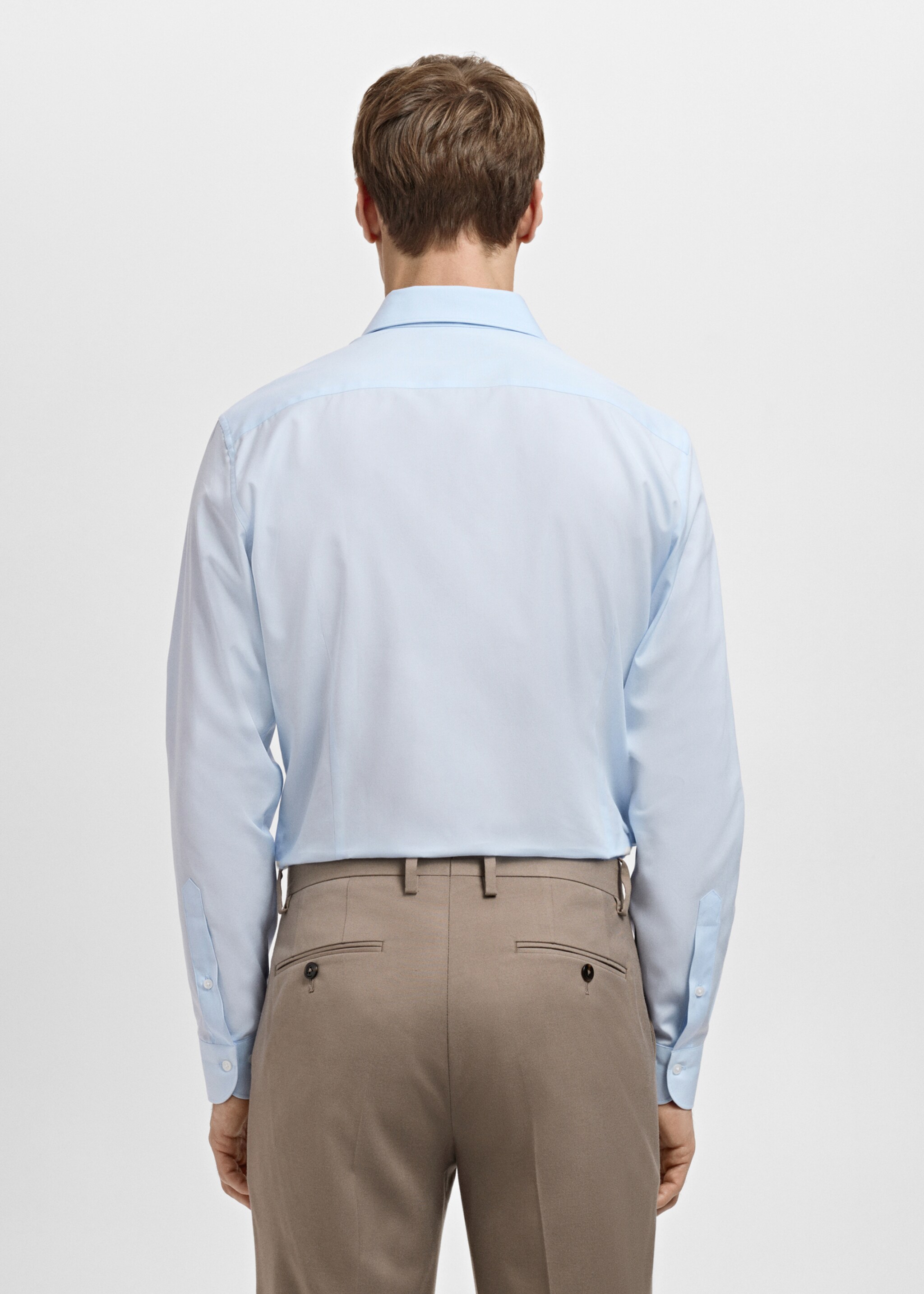 Slim-fit cotton poplin suit shirt - Reverse of the article, Sky Blue. Ref: 27061192-00.