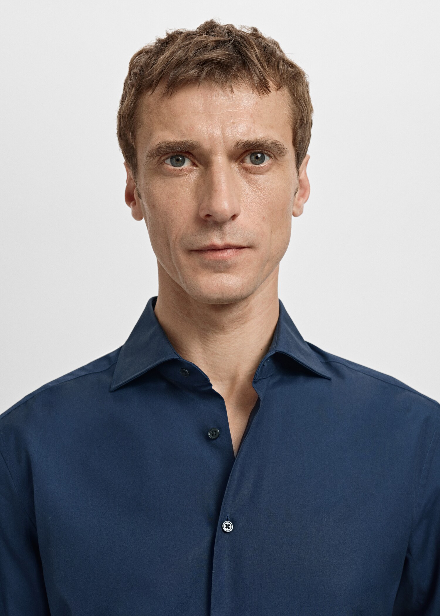 Slim-fit cotton poplin suit shirt - Details of the article 1