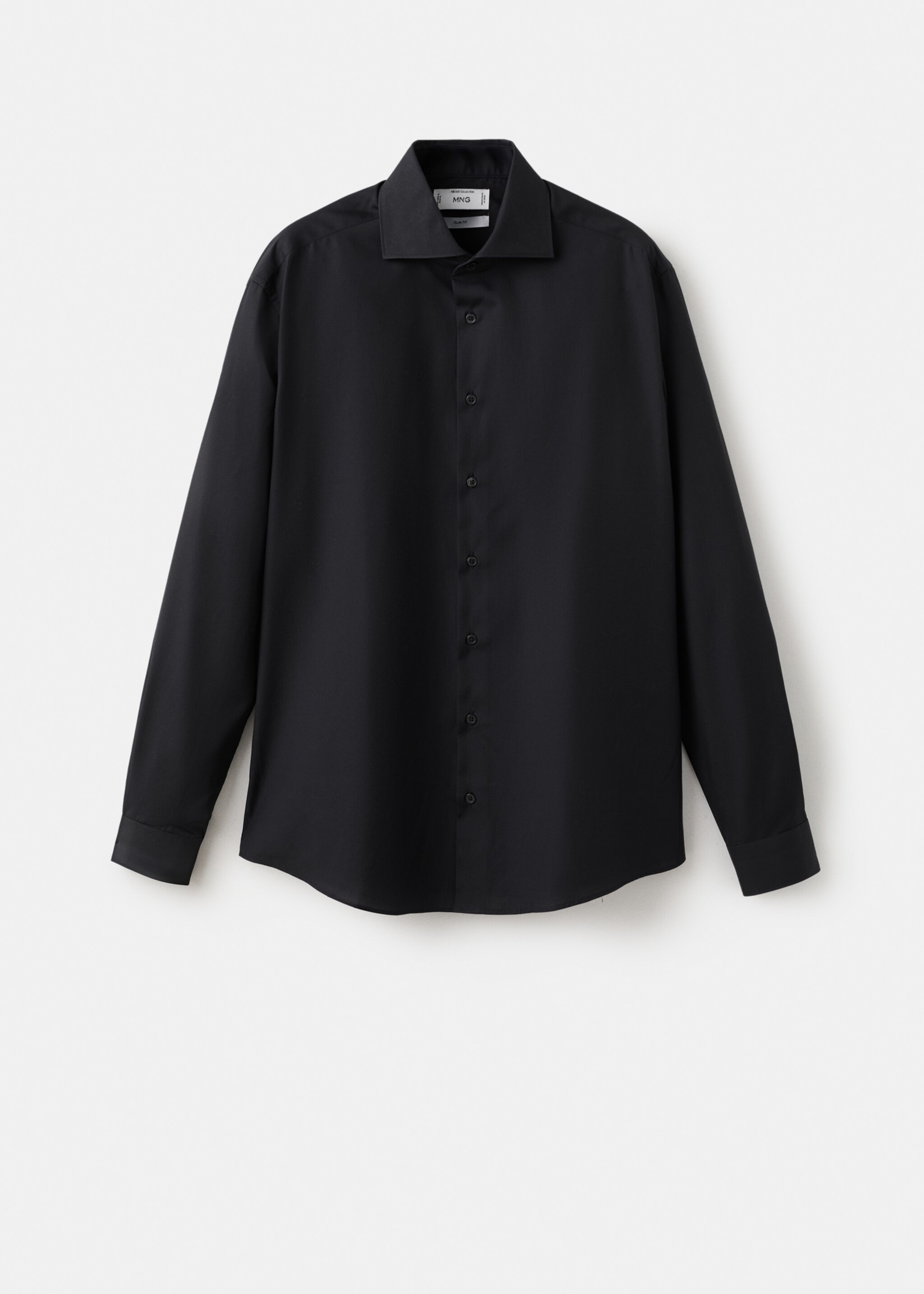 Slim-fit cotton poplin suit shirt - Article without model, Black. Ref: 27061192-00.