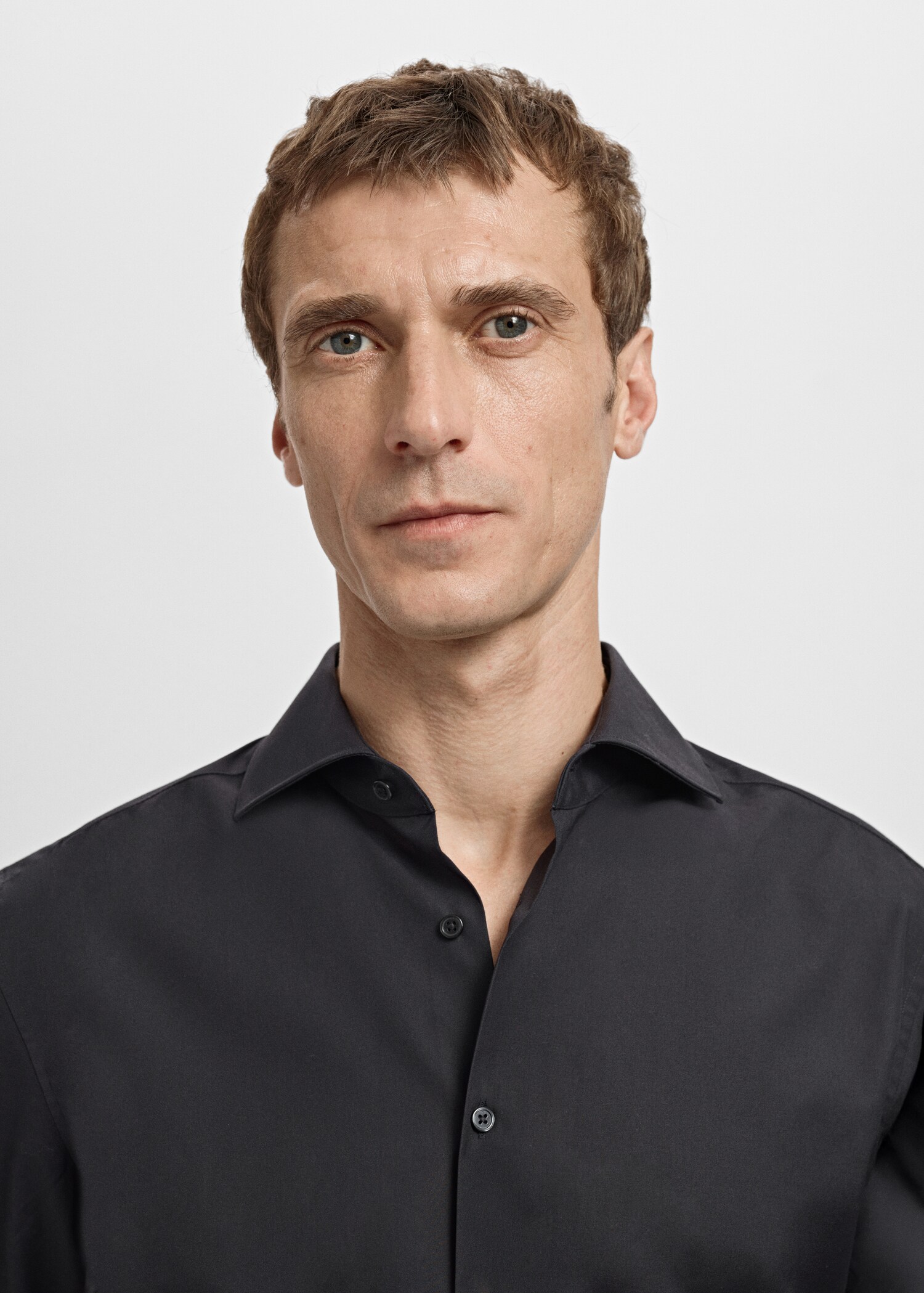 Slim-fit cotton poplin suit shirt - Details of the article 1