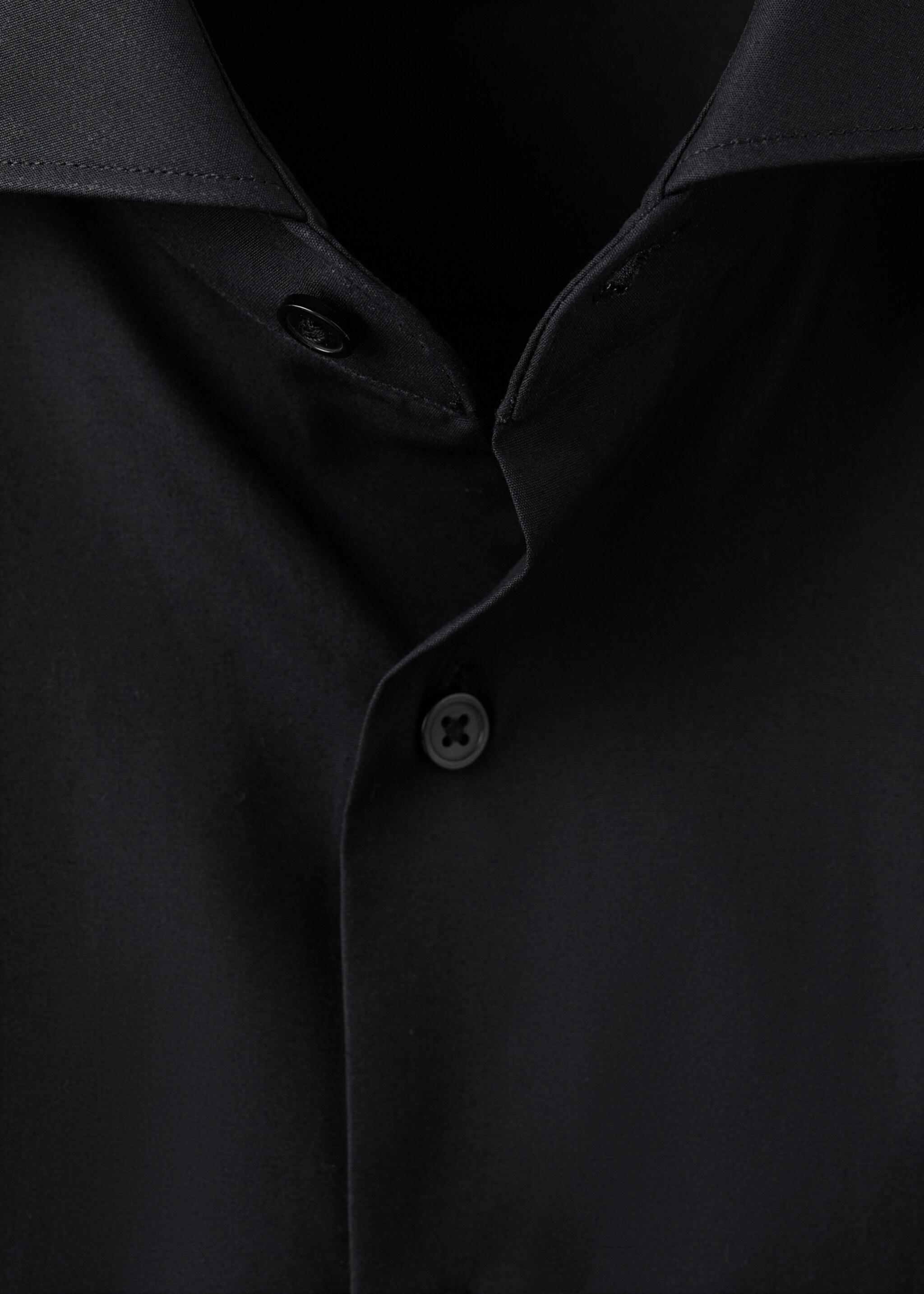 Slim-fit cotton poplin suit shirt - Details of the article 8, Black. Ref: 27061192-00.