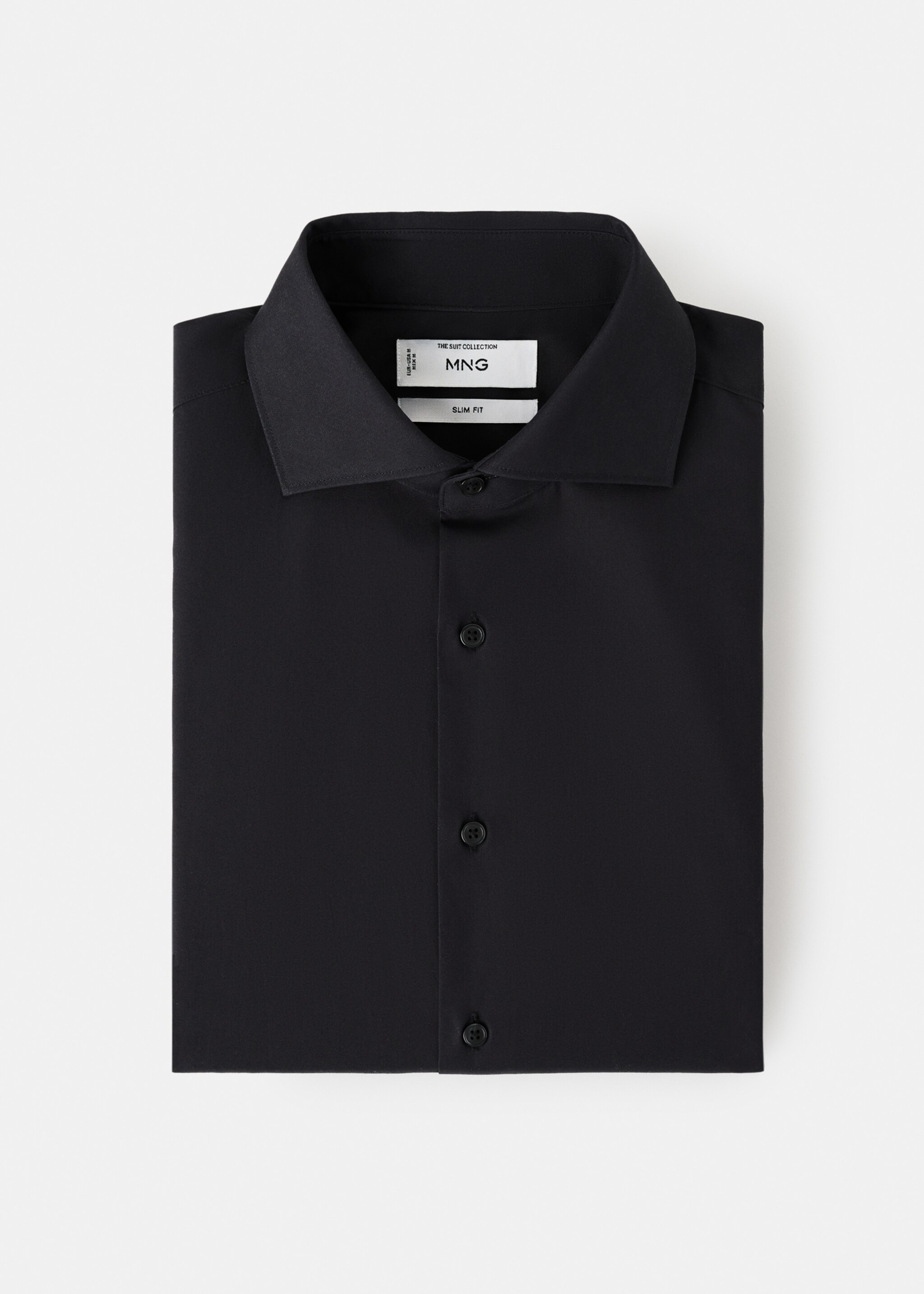 Slim-fit cotton poplin suit shirt - Details of the article 9, Black. Ref: 27061192-00.