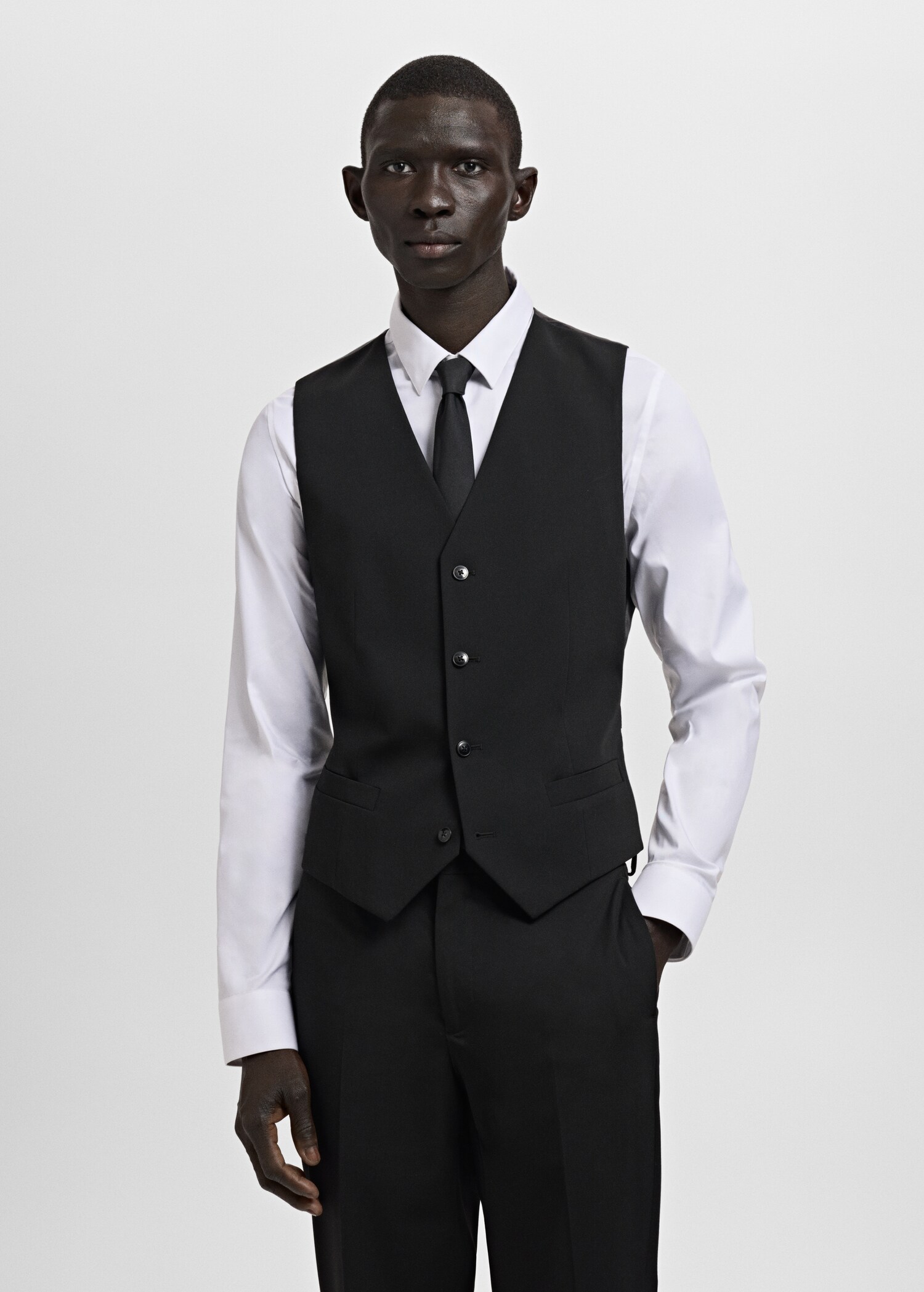 Super slim-fit stretch-fabric suit waistcoat - Medium plane