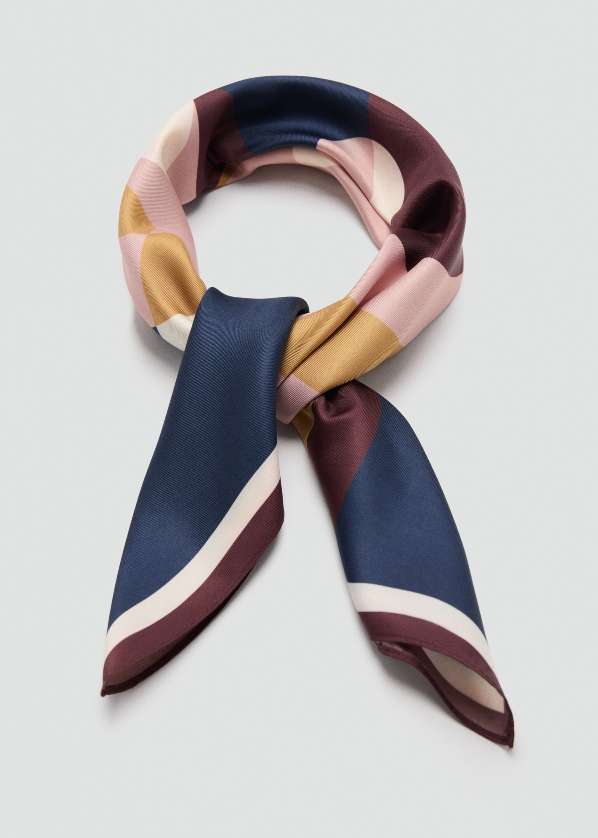 Geometric printed foulard - Details of the article 1, Navy. Ref: 27061195-00.