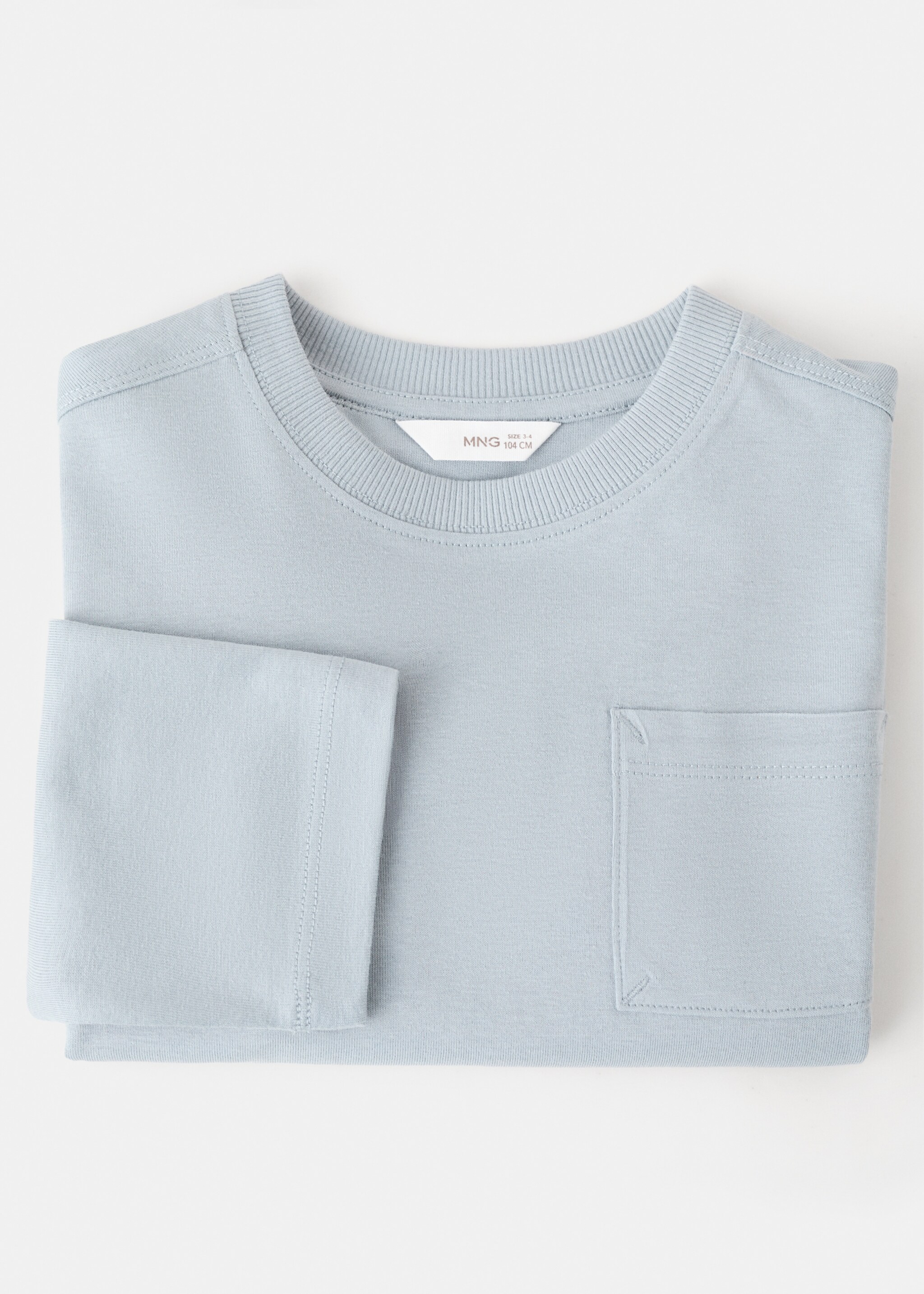 Pocket cotton T-shirt - Details of the article 0, Sky Blue. Ref: 27061196-00.