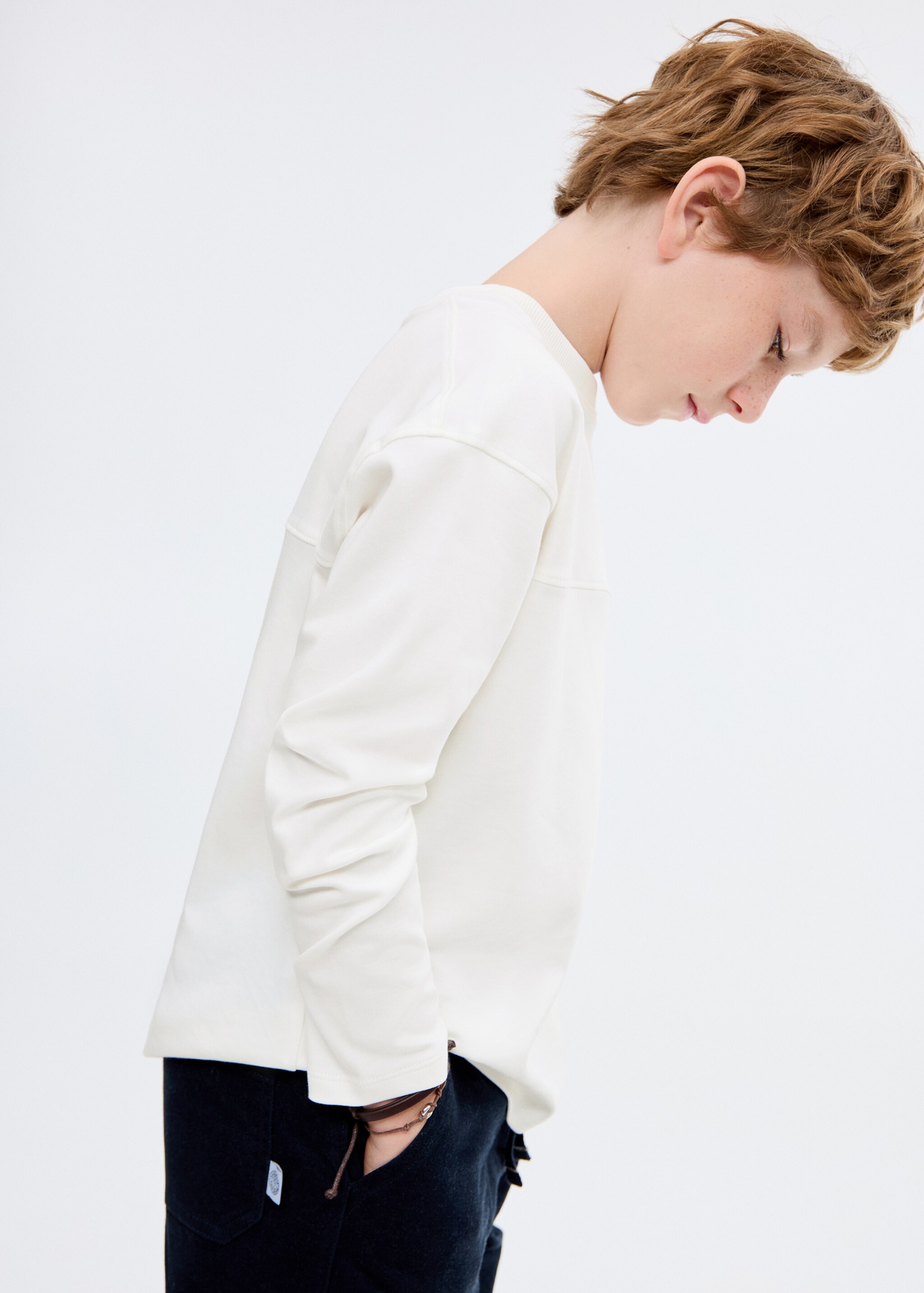T-shirt with pocket and seam detail - Medium plane, Off White. Ref: 27061197-00.