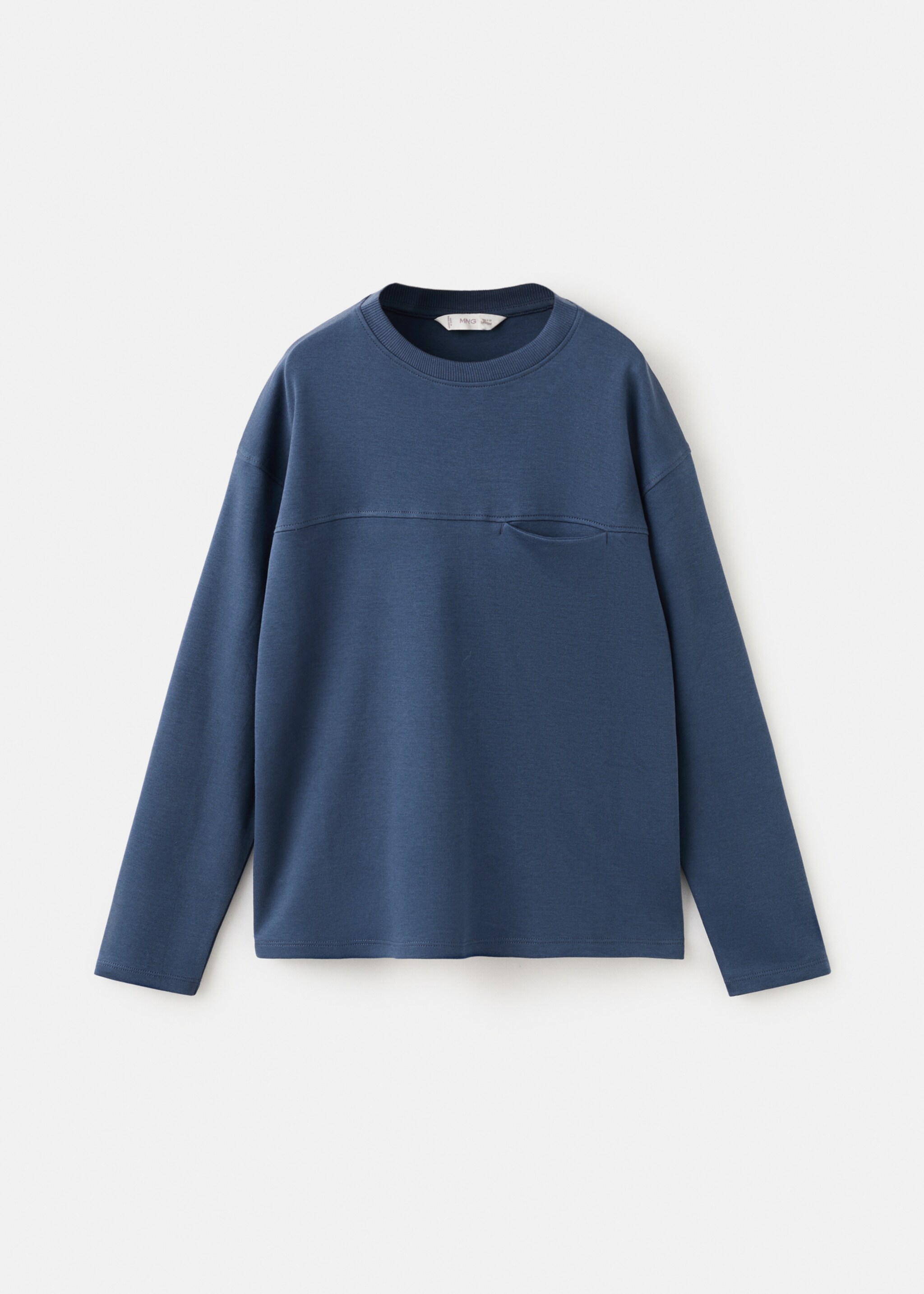 T-shirt with pocket and seam detail - Article without model, Night Blue. Ref: 27061197-00.