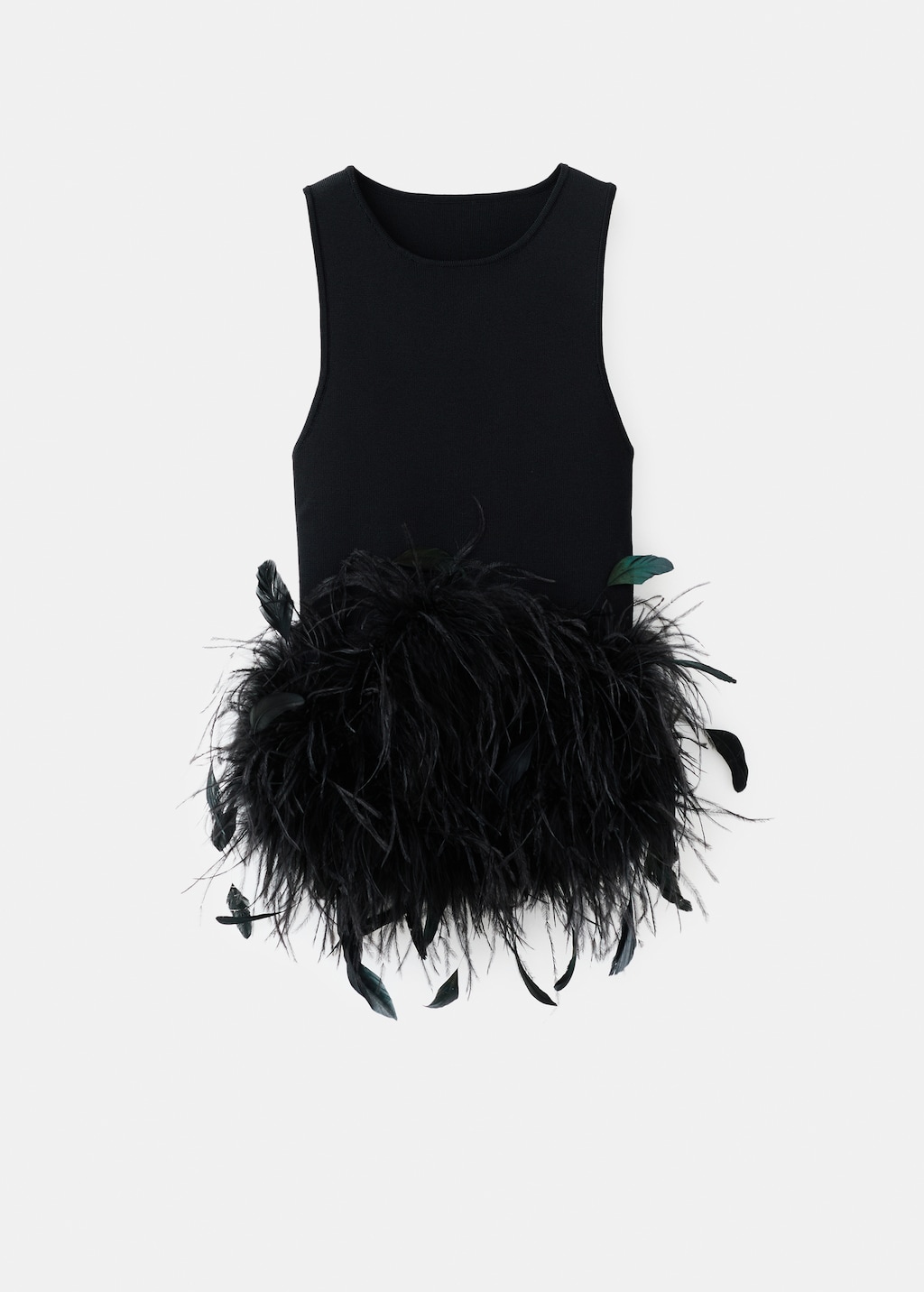 Knitted top with feather