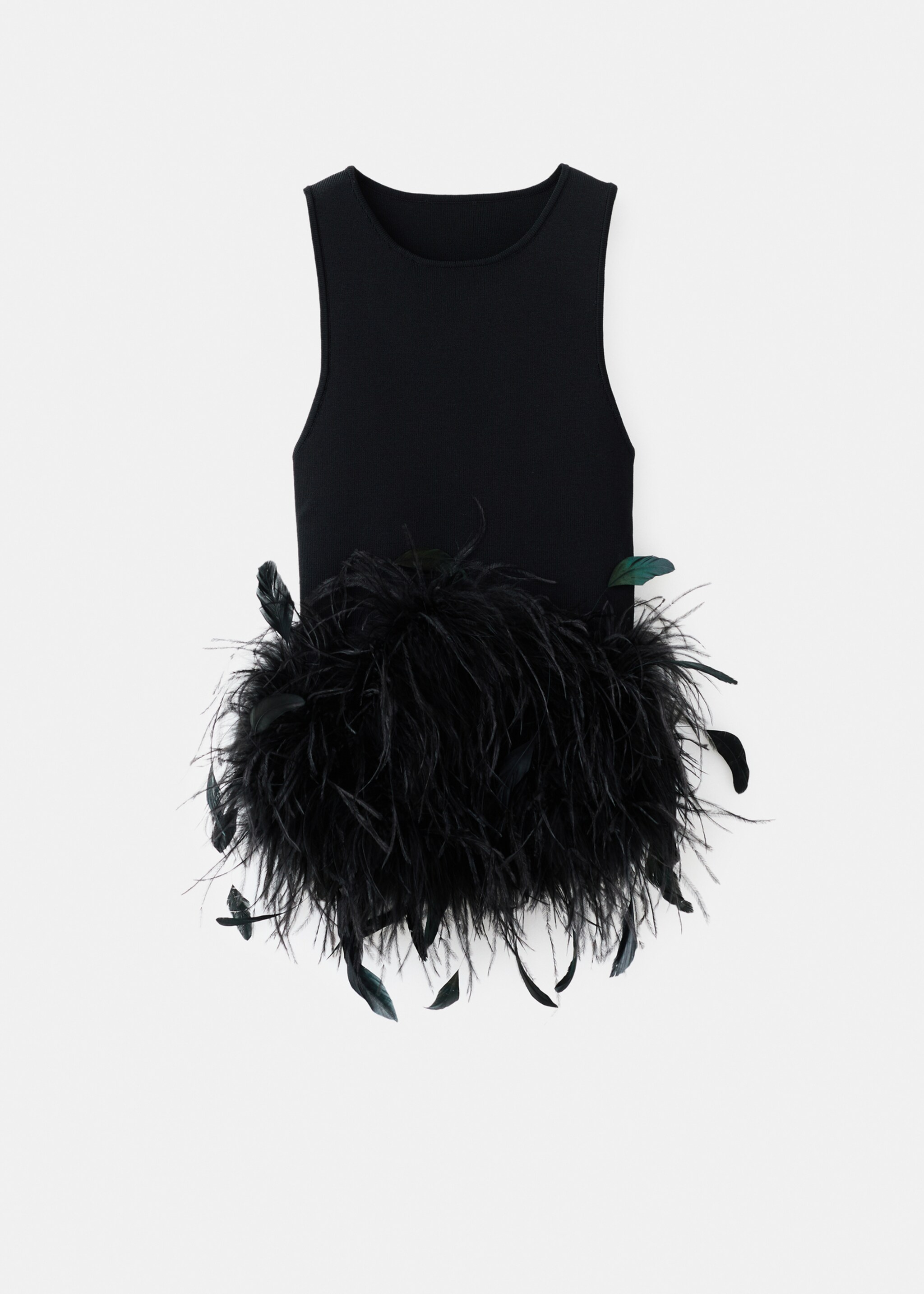Knitted top with feather - Article without model, Black. Ref: 27061198-00.