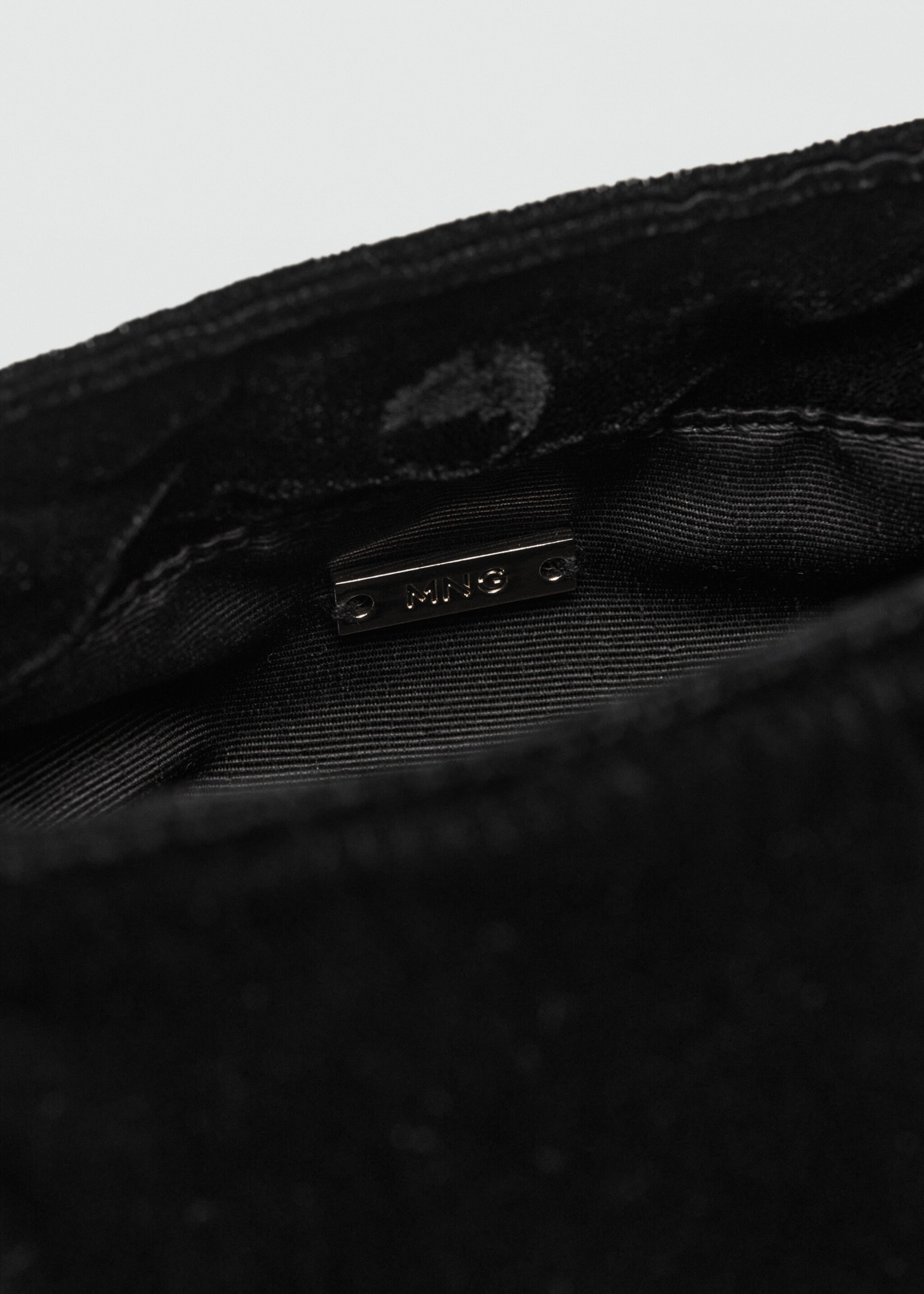 Velvet handbag with metallic detail - Деталь изделия 3, Черный. Ref: 27061199-00.