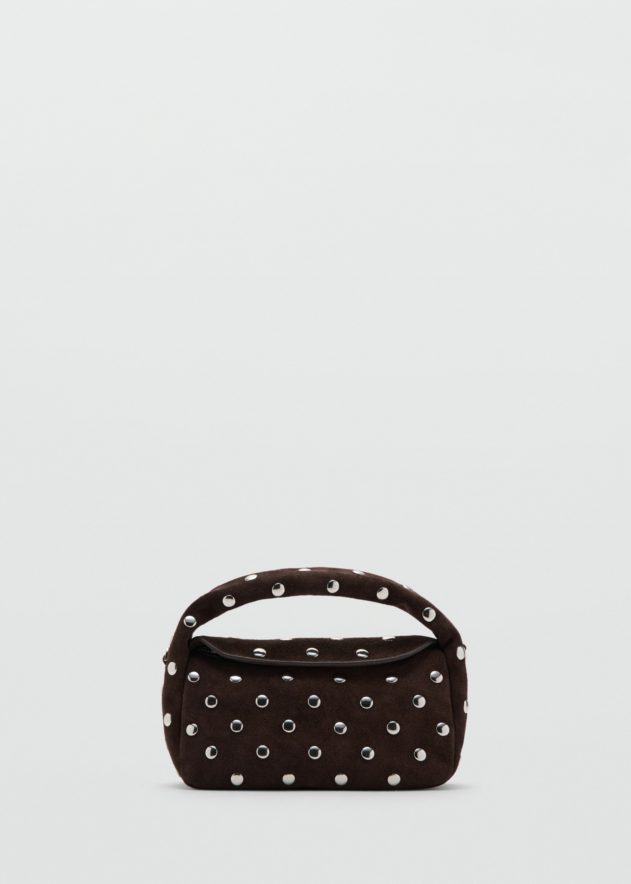 Suede leather studded handbag - Article without model, Chocolate. Ref: 27061202-00.