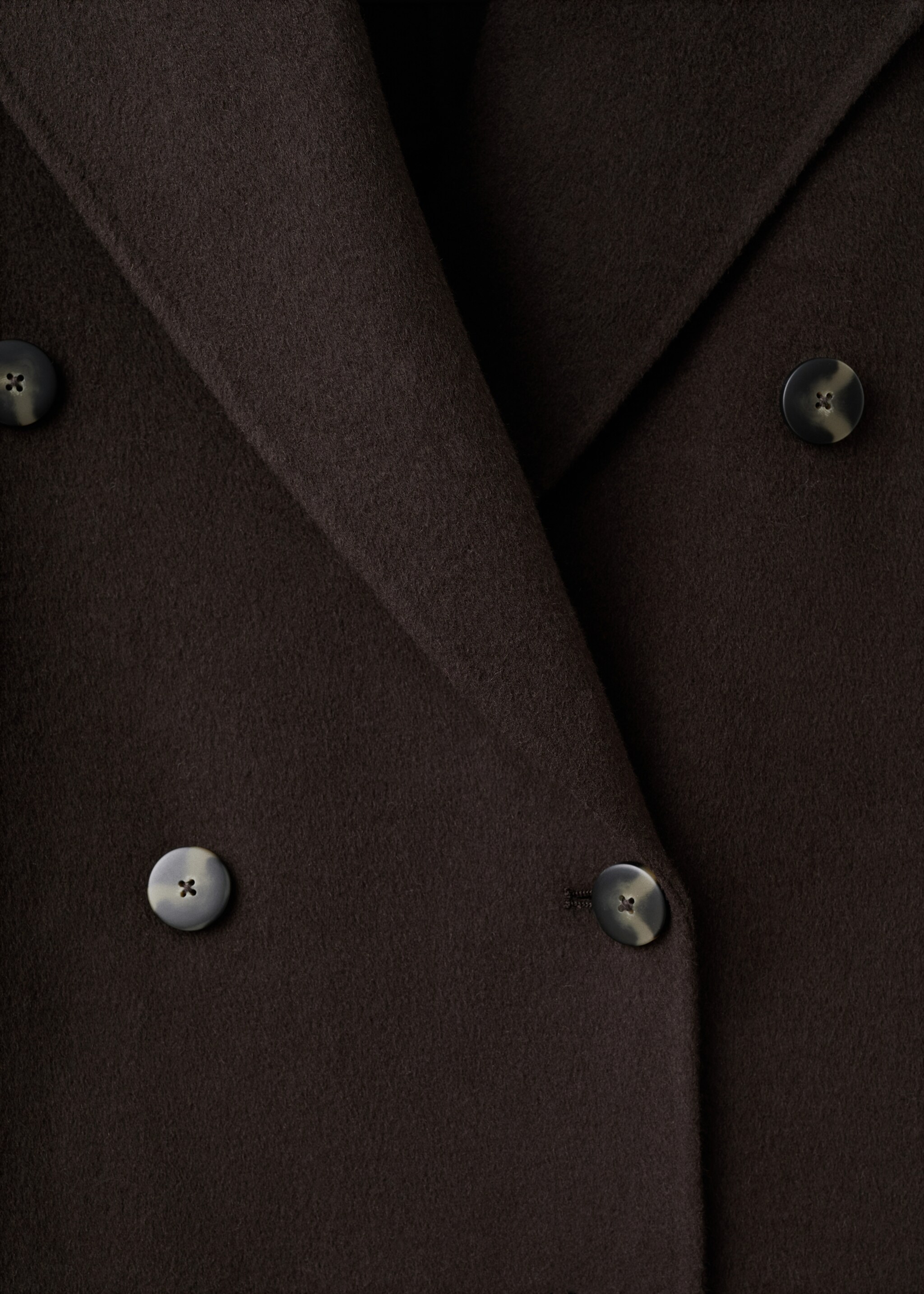 Handmade oversized wool coat - Details of the article 8, Chocolate. Ref: 27061209-00.