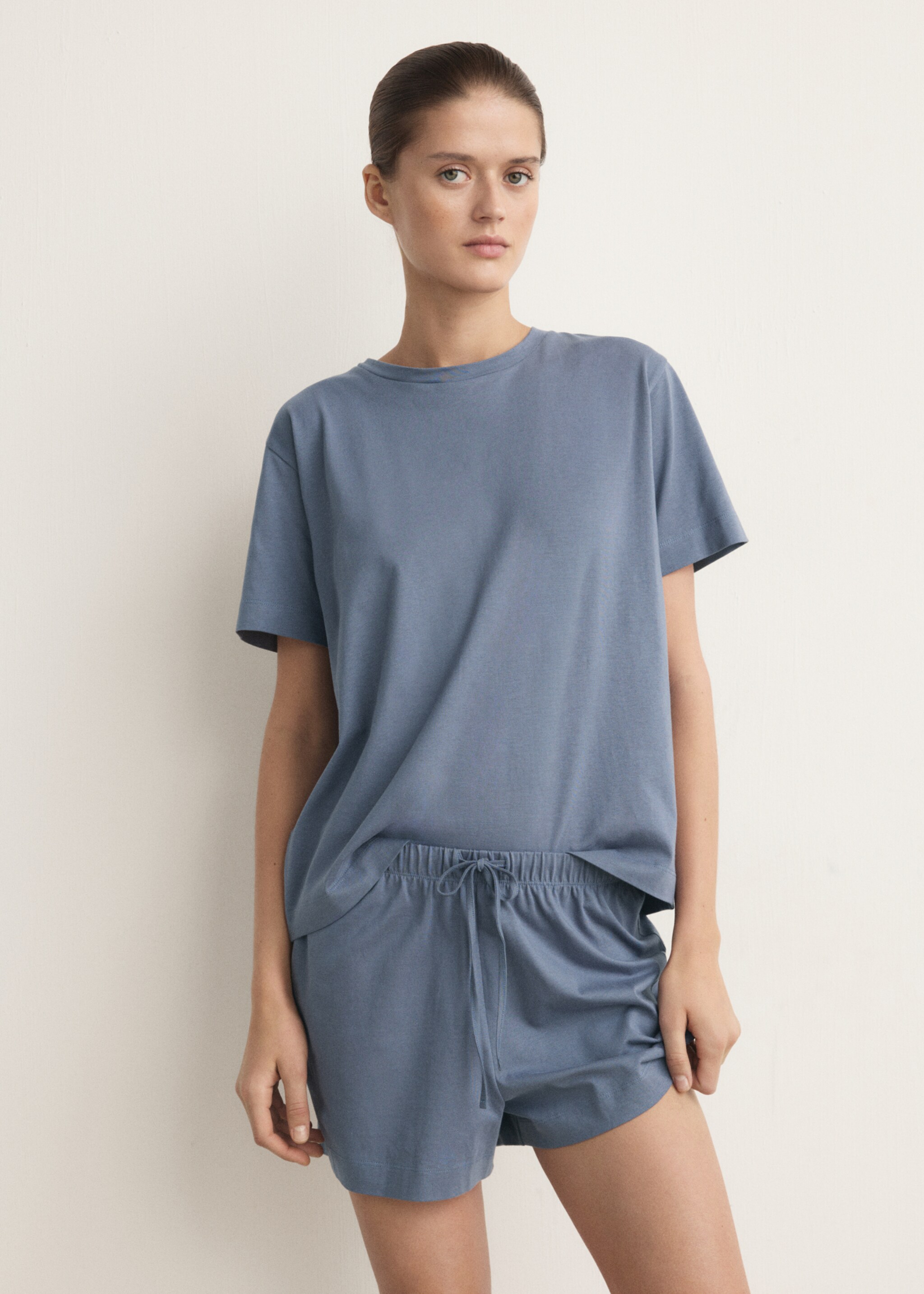 Pijama dos piezas algodón manga corta - Detalle del artículo 2, Azul tinta. Ref: 27061216-00.