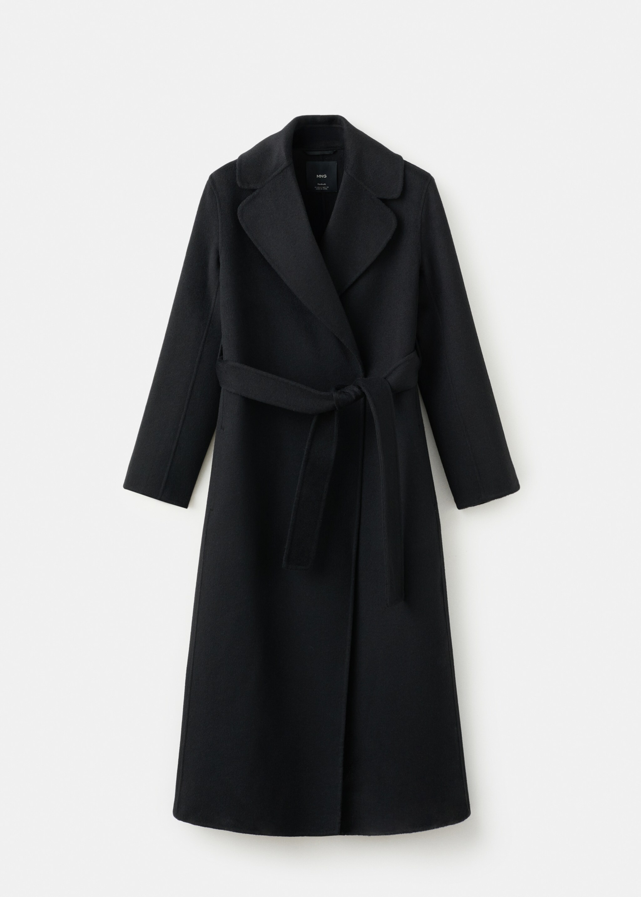 Handmade wool coat with belt - Article without model, Black. Ref: 27061217-00.
