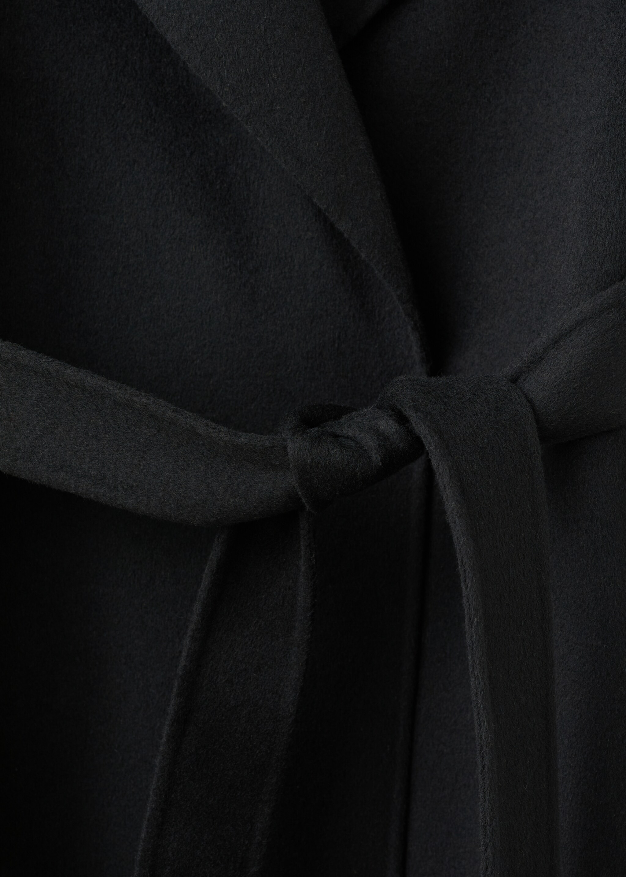 Handmade wool coat with belt - Details of the article 0, Black. Ref: 27061217-00.