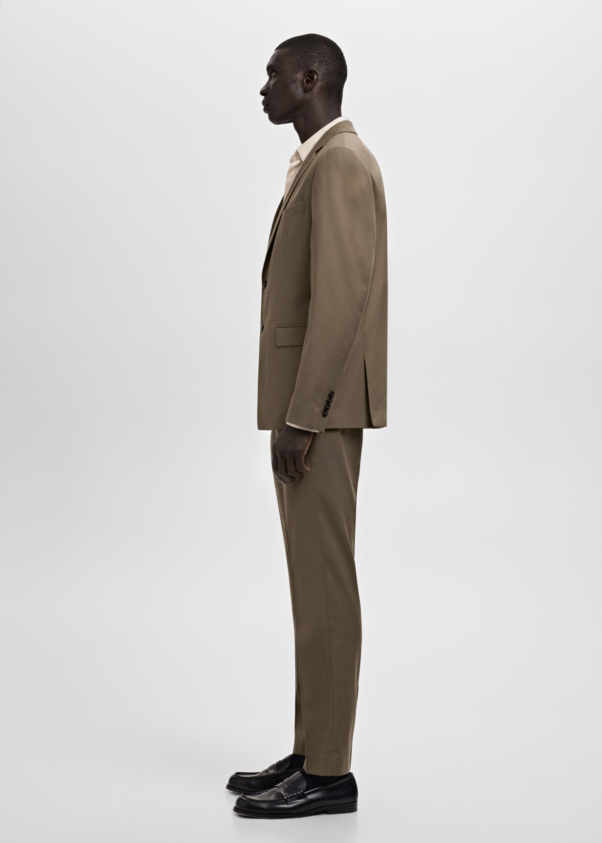 Stretch fabric super slim-fit suit trousers - Details of the article 2, Brown. Ref: 27061219-00.
