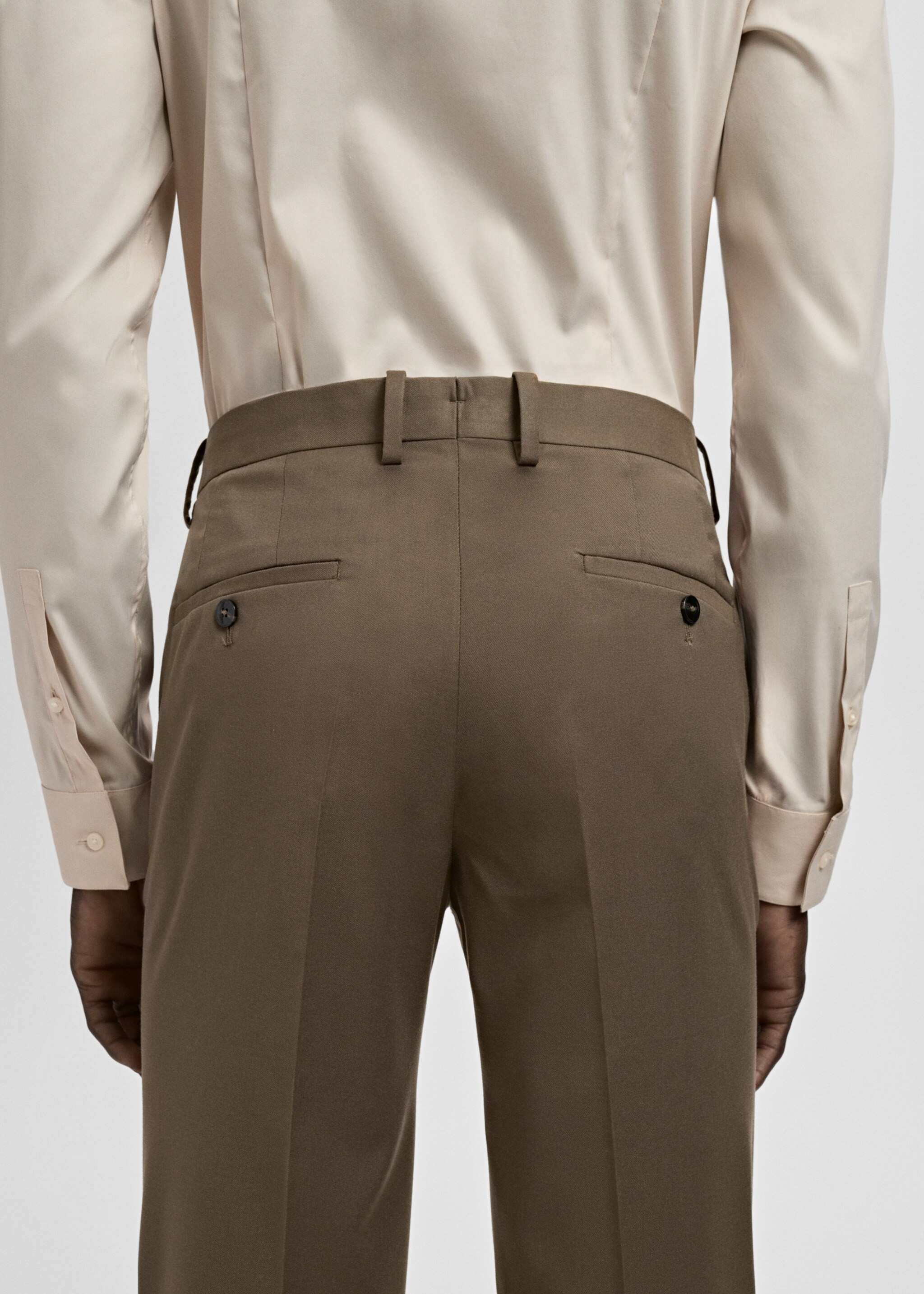 Stretch fabric super slim-fit suit trousers - Details of the article 6, Brown. Ref: 27061219-00.