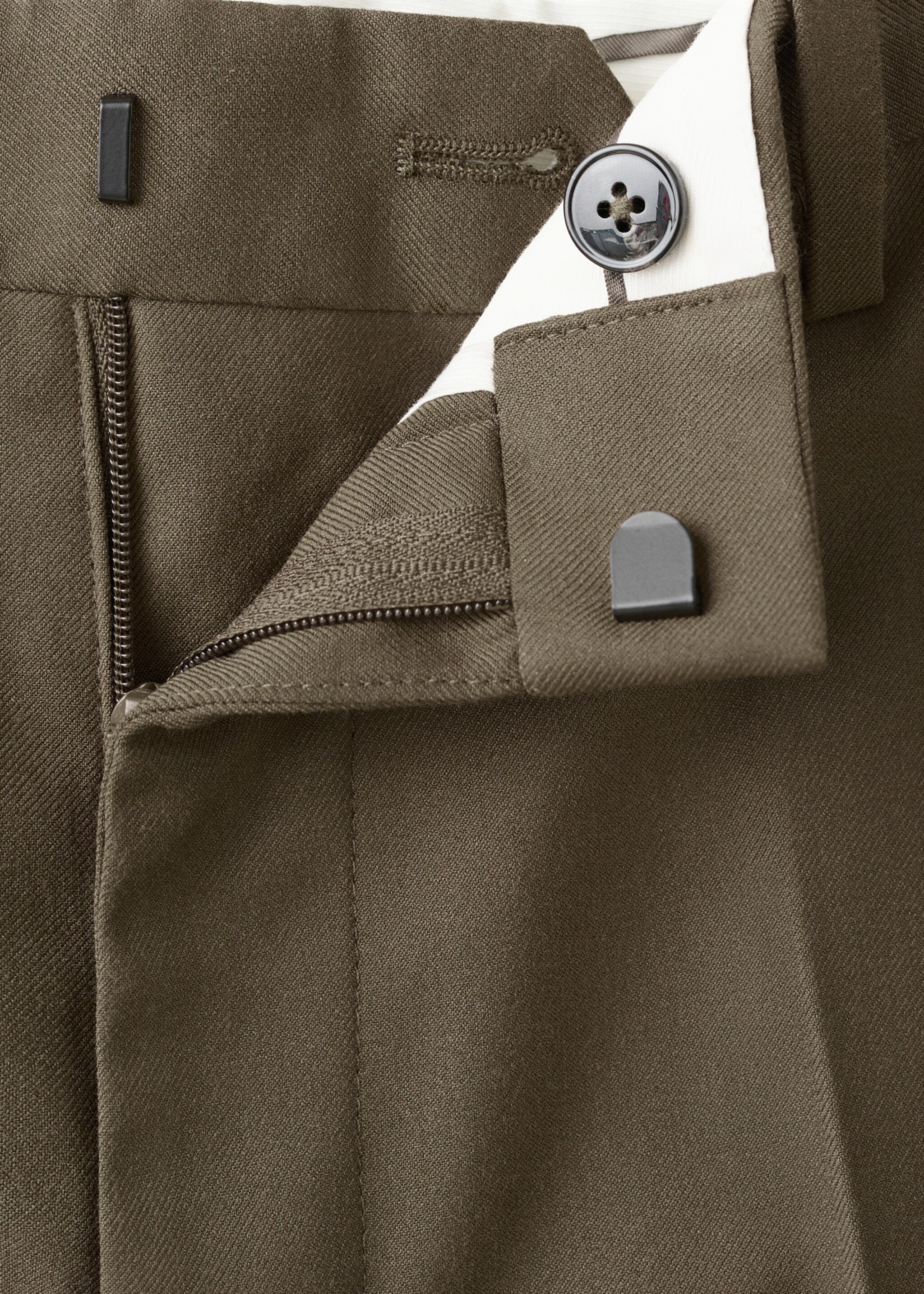 Stretch fabric super slim-fit suit trousers - Details of the article 8, Brown. Ref: 27061219-00.
